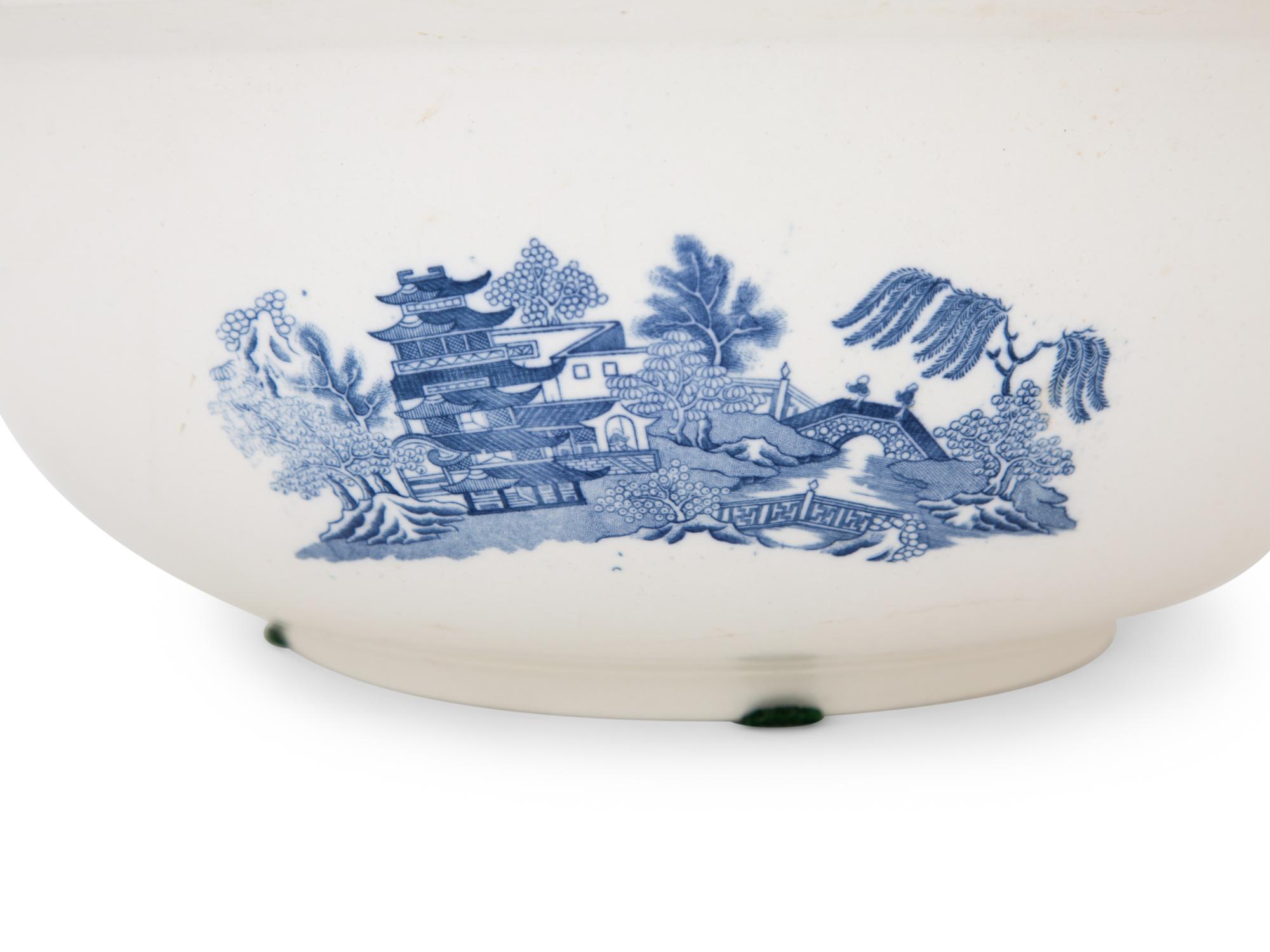 A Large English Blue and White Transfer Decorated Porcelain Basin