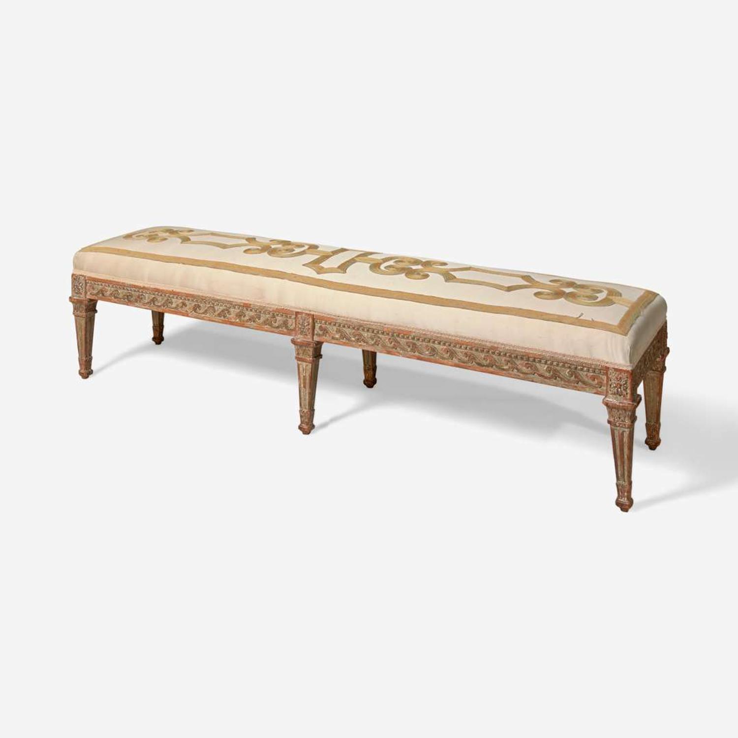 An Italian Neoclassical style painted wood bench late 19th / 20th century