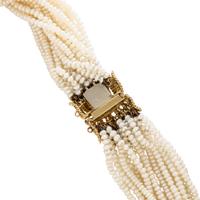 YELLOW GOLD AND SEED PEARL TORSADE NECKLACE
