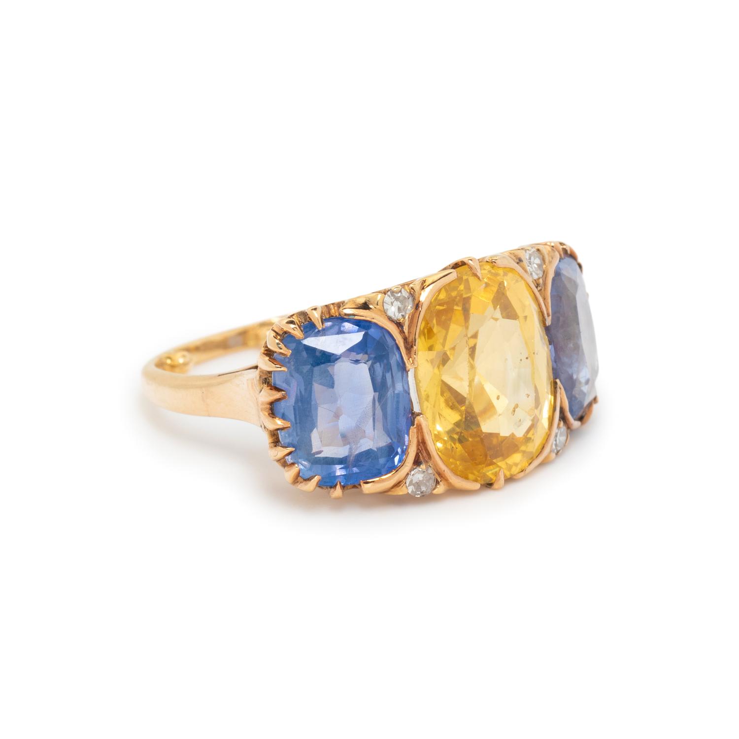 MULTICOLOR CEYLON SAPPHIRE AND DIAMOND RING