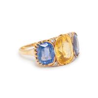 MULTICOLOR CEYLON SAPPHIRE AND DIAMOND RING