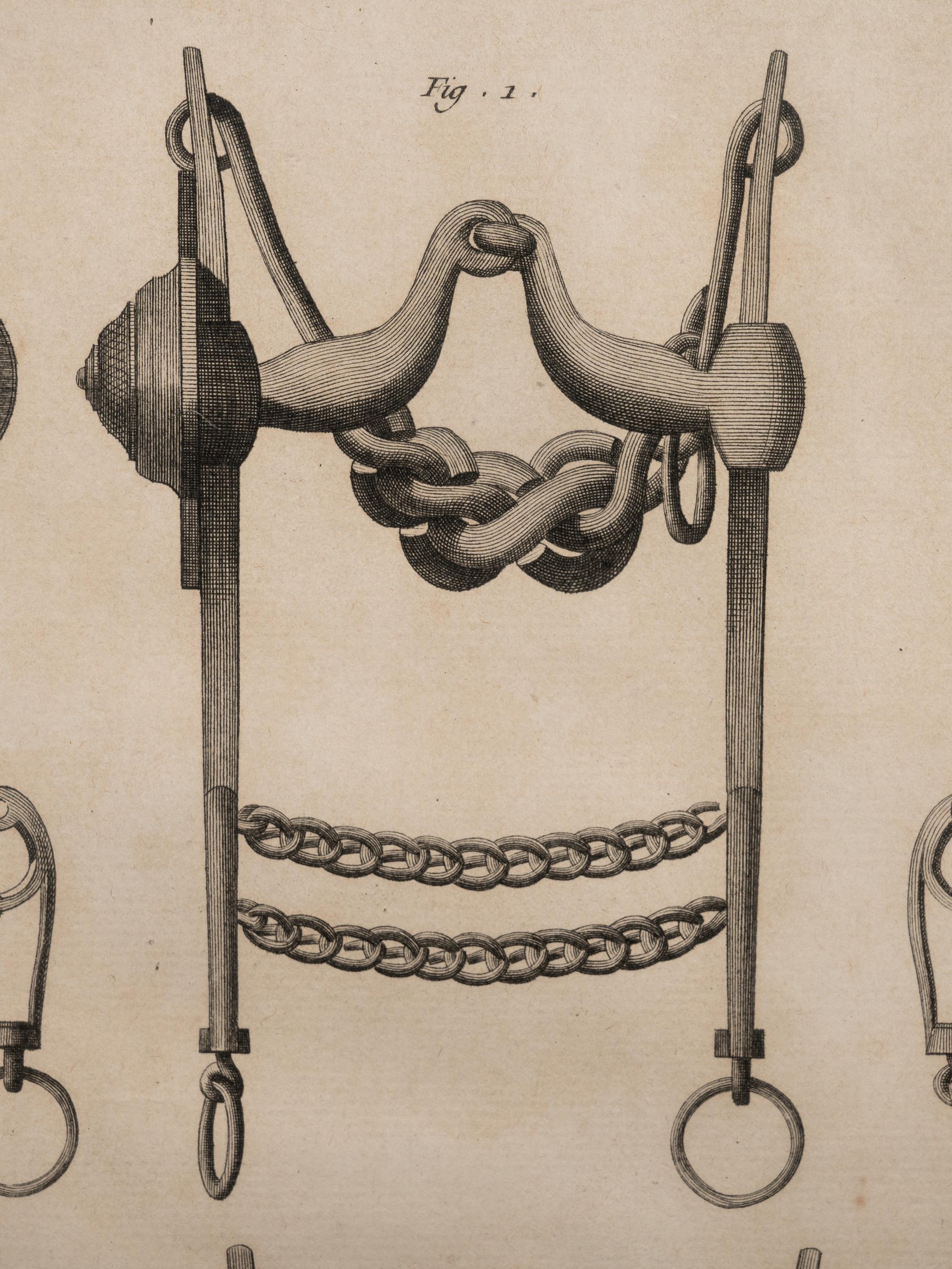 Four Engravings Depicting Horse Spurs, after Louis-Jacques Goussier