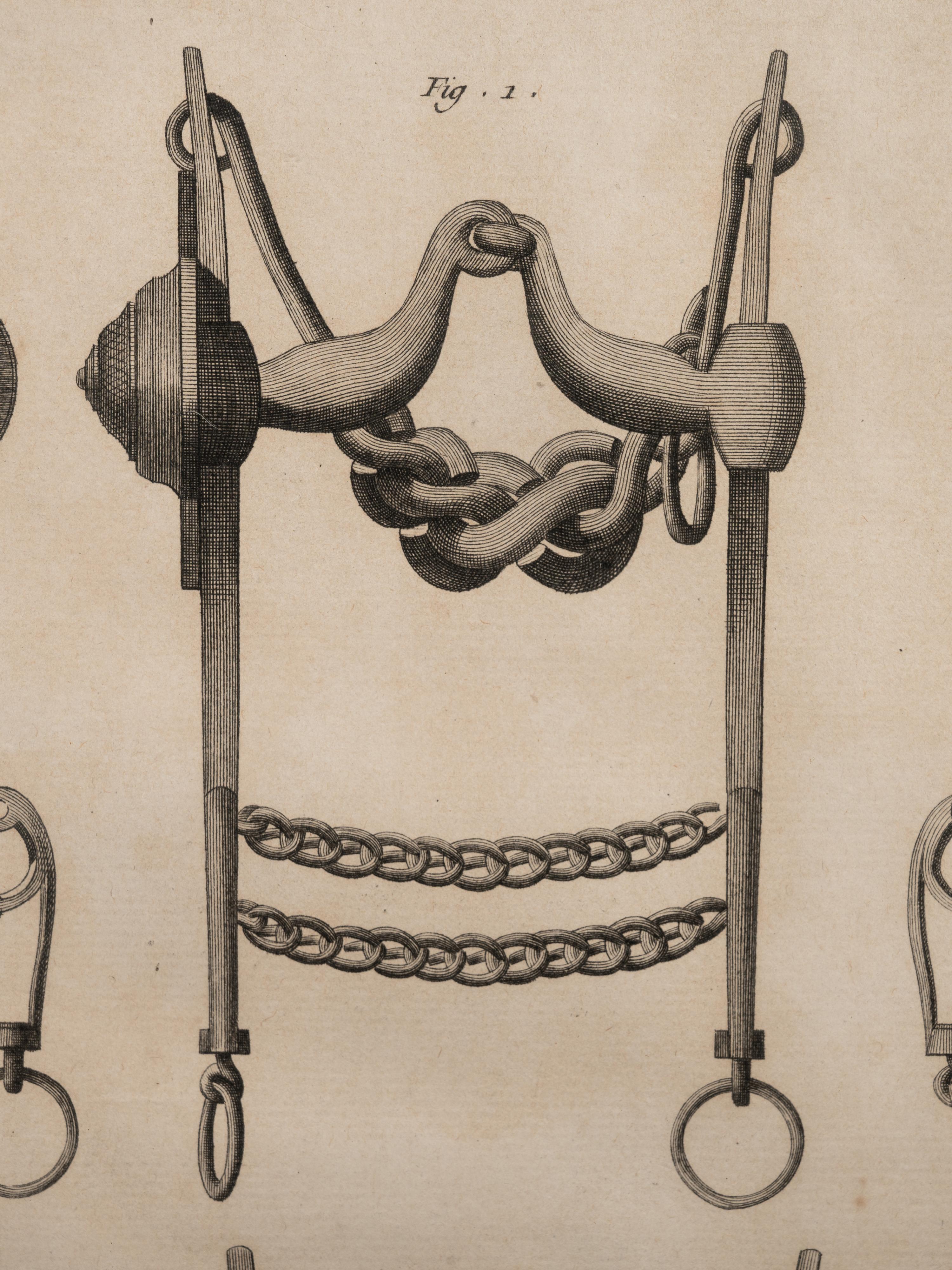 Four Engravings Depicting Horse Spurs, after Louis-Jacques Goussier