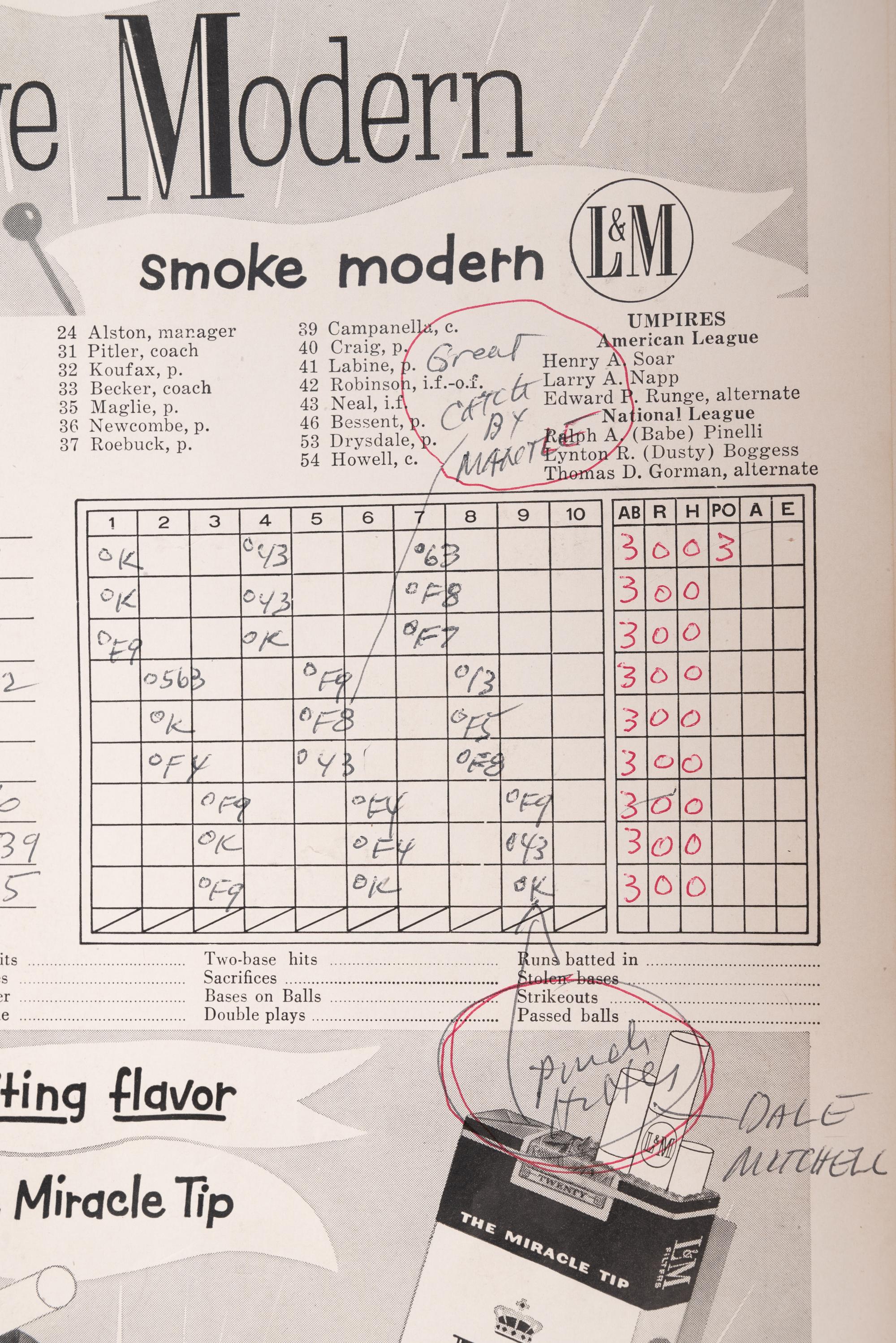 A 1956 New York Yankees vs. Brooklyn Dodgers World Series Don Larsen Perfect Game Scored Official Program