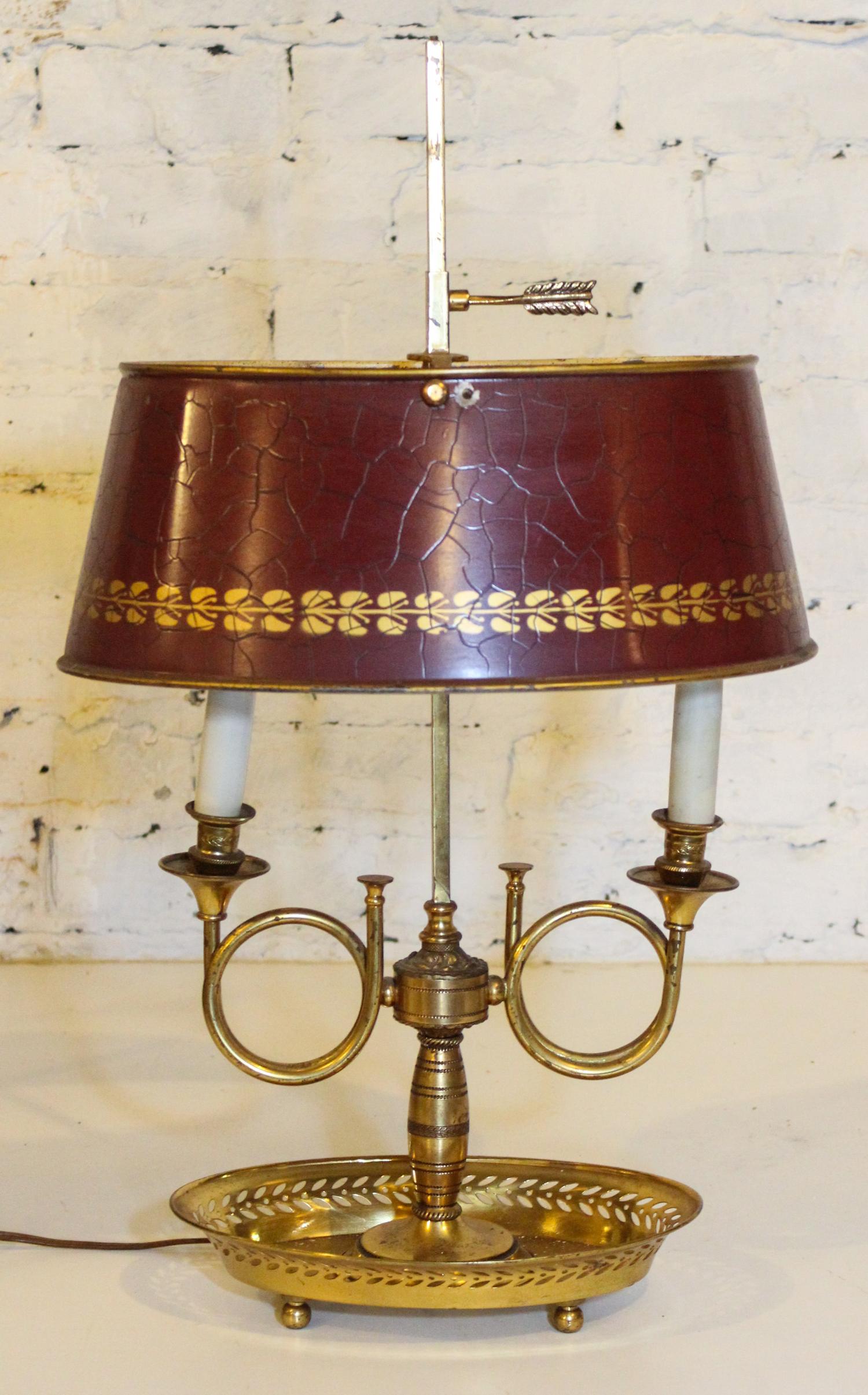 A Gilt Metal Bouillotte Lamp Height 24 inches. — 20TH CENTURY