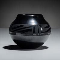 Blackware Pottery Jar, Gunmetal Finish