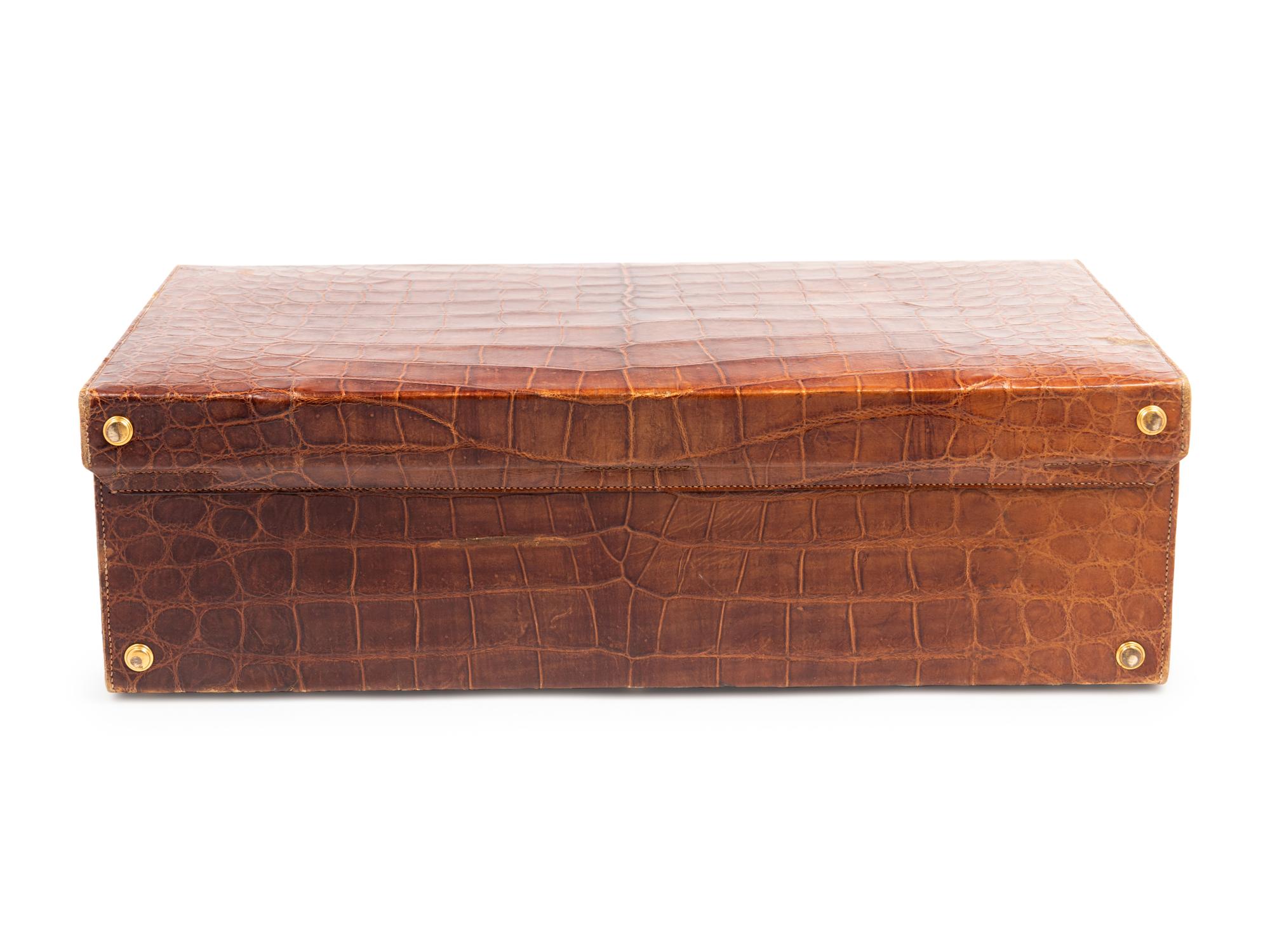 Hermès Brown Crocodile Suitcase, 1960-1980s
