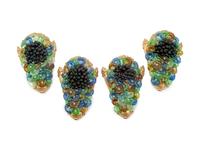 Four Continental Gilt Bronze and Colored Glass Sconces