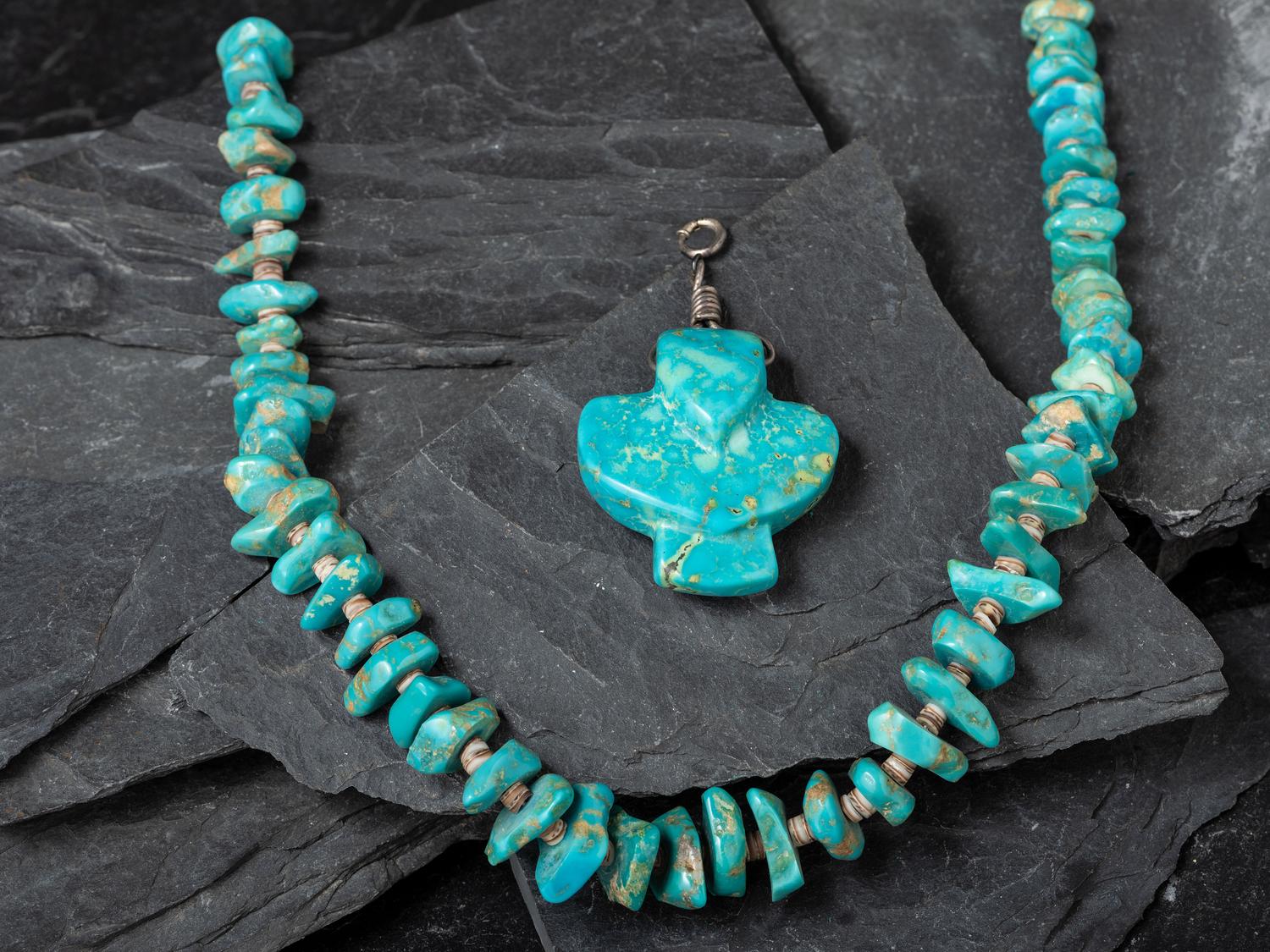 Southwestern Turquoise Nugget Necklace and Eagle Pendant