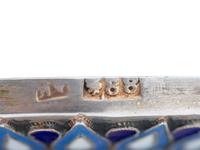 A Russian Silver and Enameled Cut Glass Inkwell