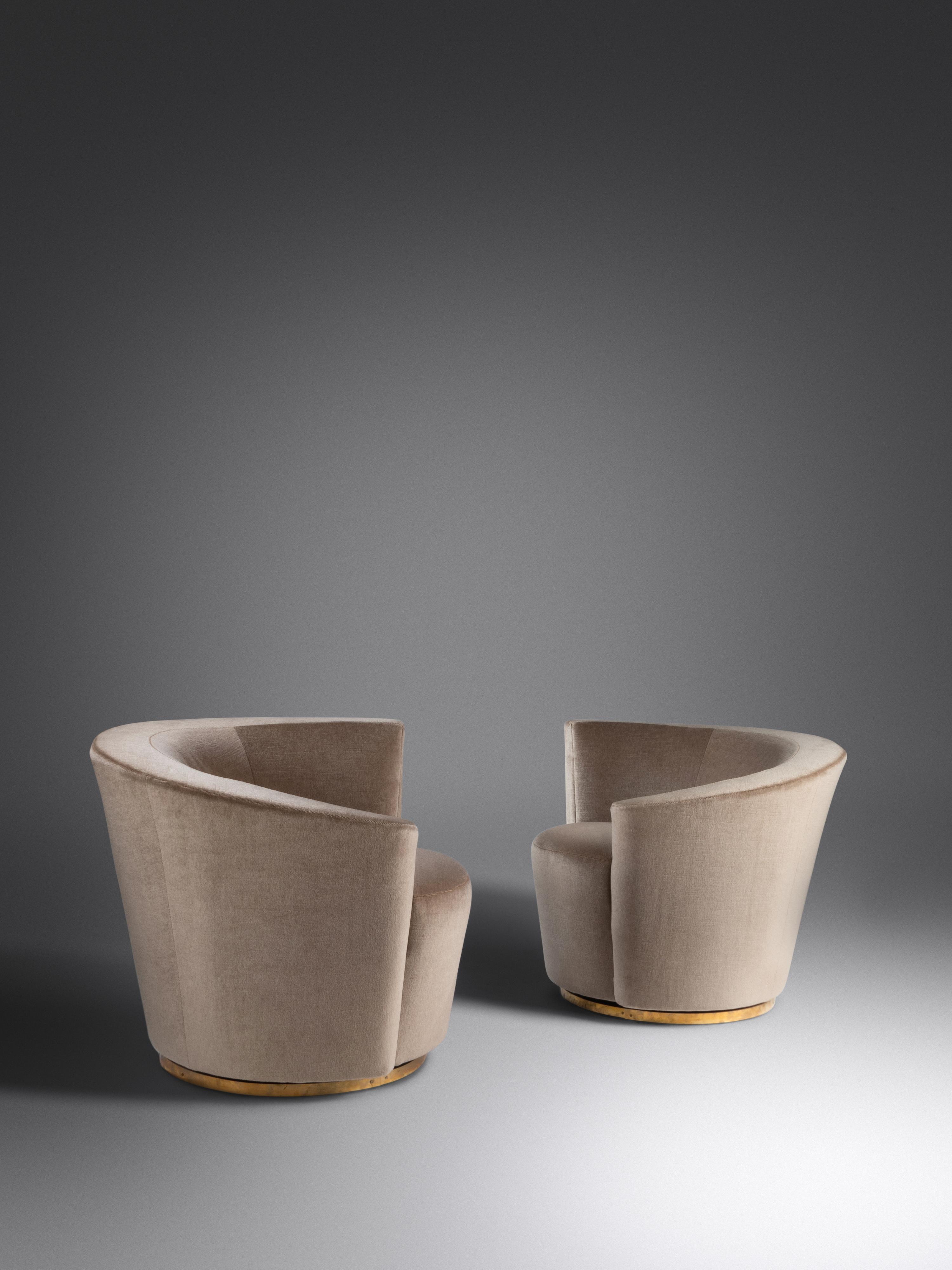 Pair of Nautilus Swivel Chairs Directional, USA