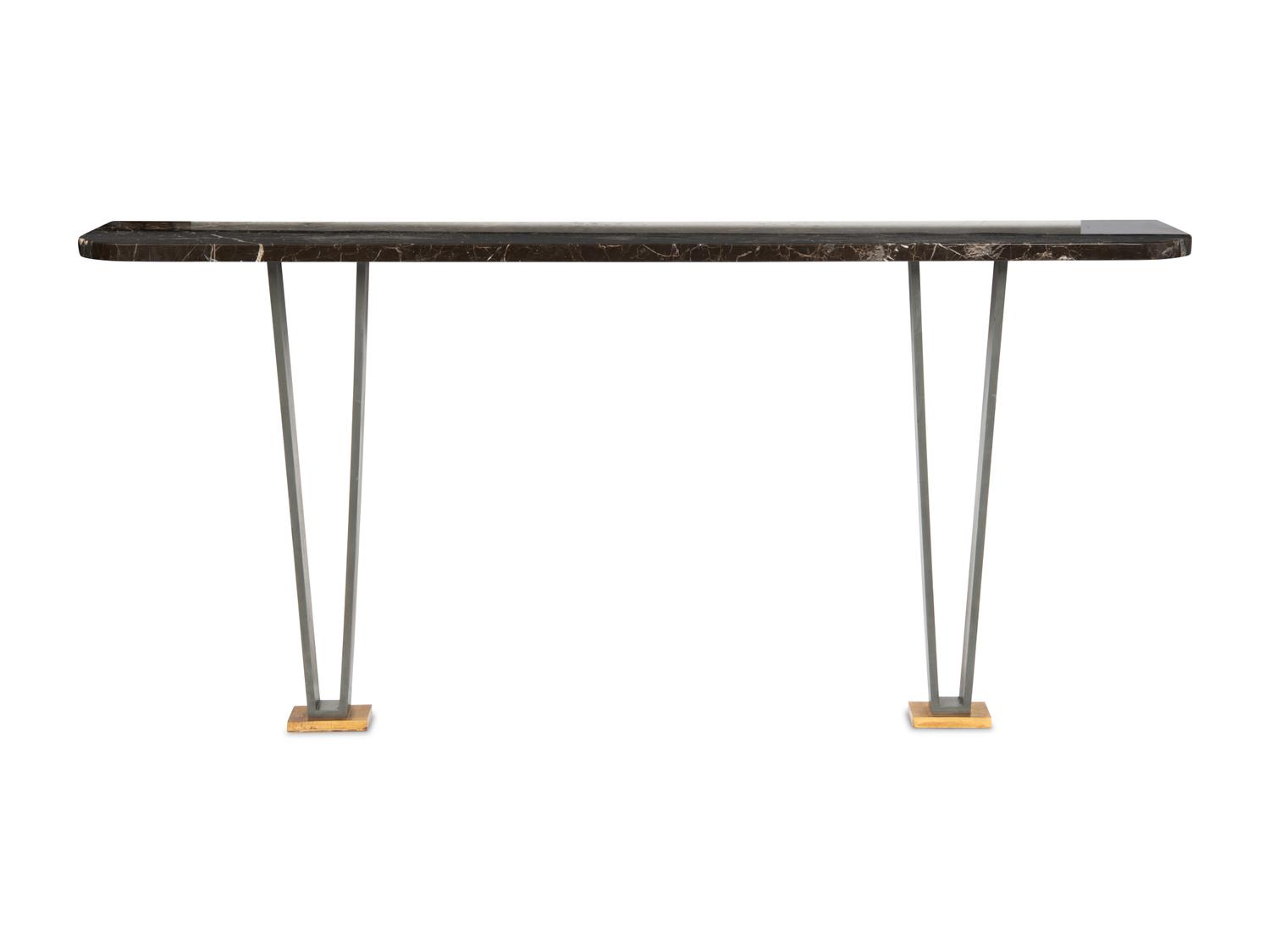 A Black Marble and Metal Console Table