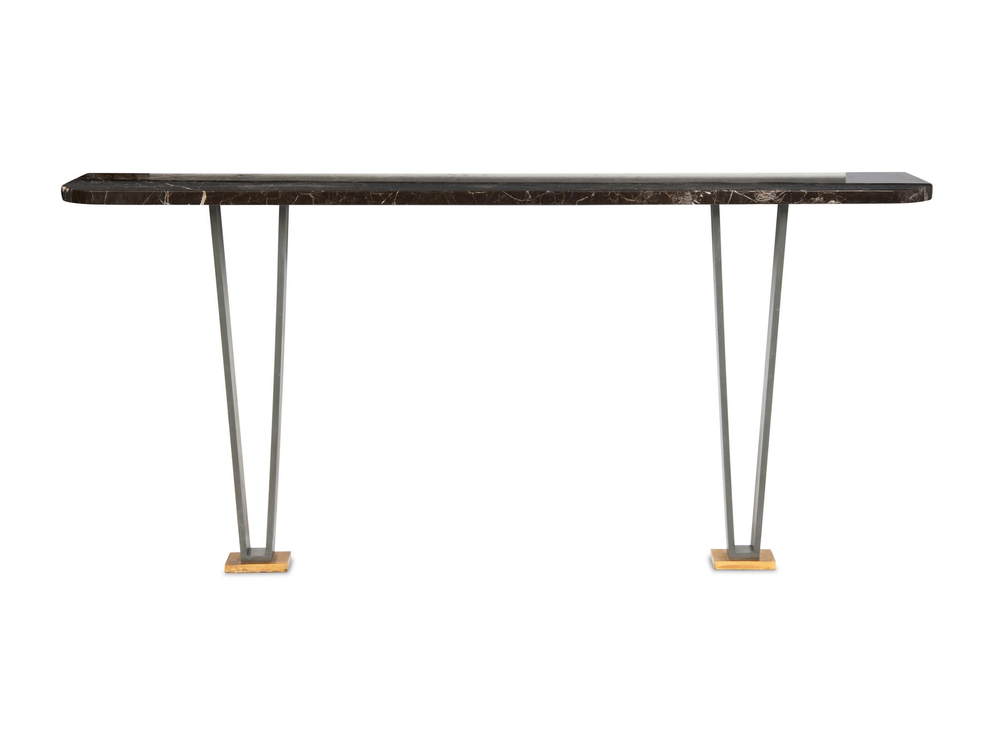 A Black Marble and Metal Console Table
