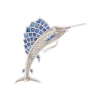 DIAMOND AND SAPPHIRE SAILFISH BROOCH