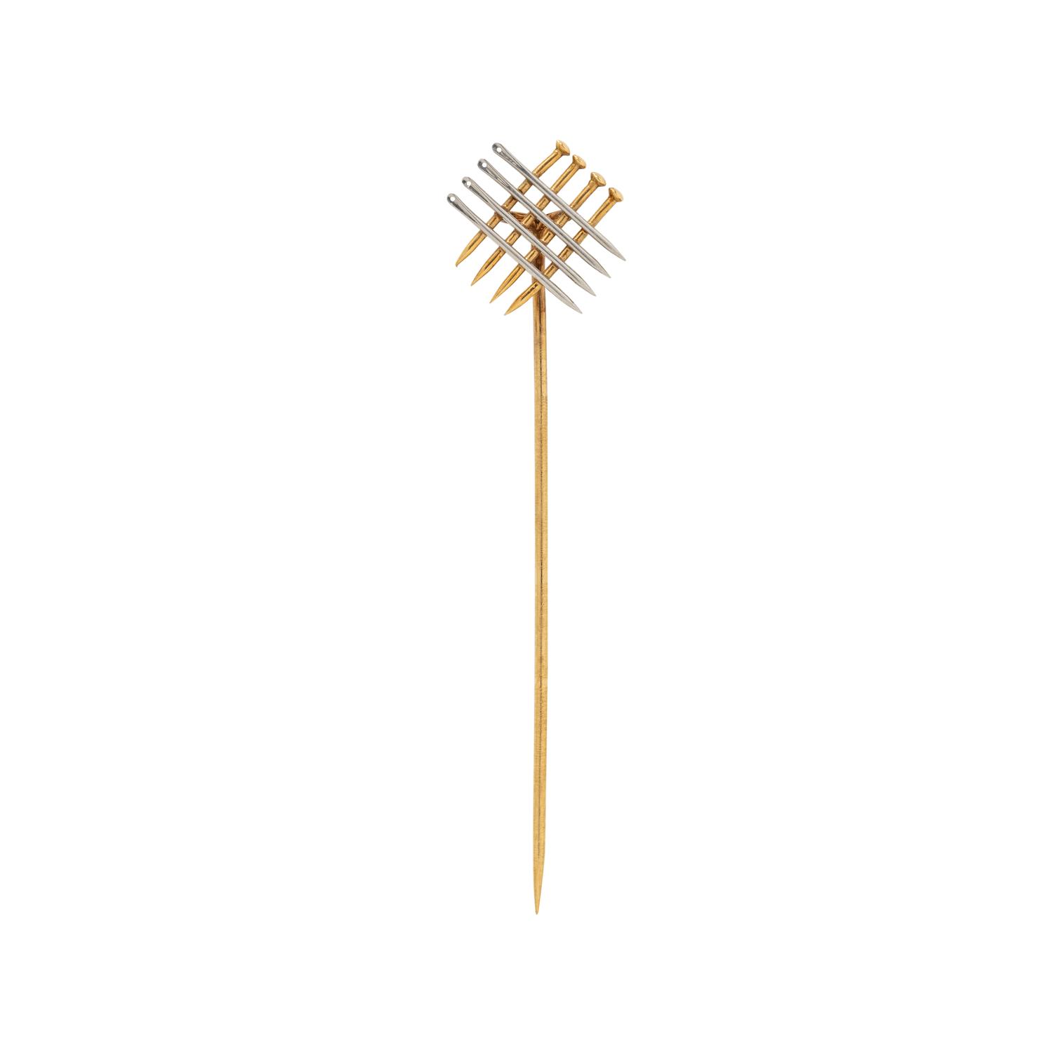 TIFFANY & CO., PLATINUM AND YELLOW GOLD STICK PIN