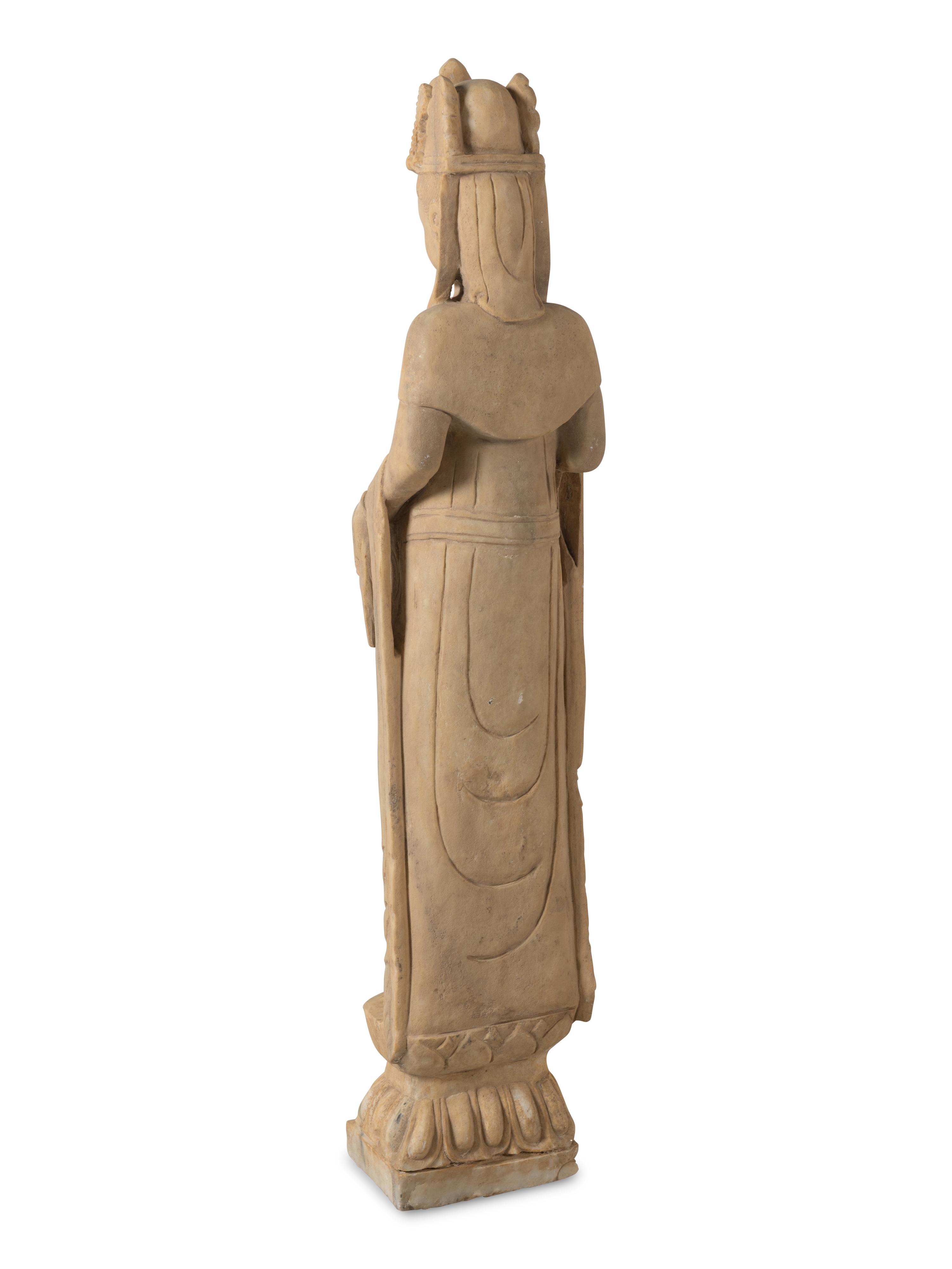 A Cast Stone Figure of a Bodhisattva