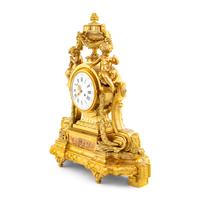 A Louis XVI Style Gilt Bronze Mantel Clock