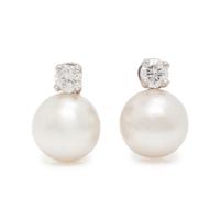 CULTURED PEARL AND DIAMOND EARCLIPS