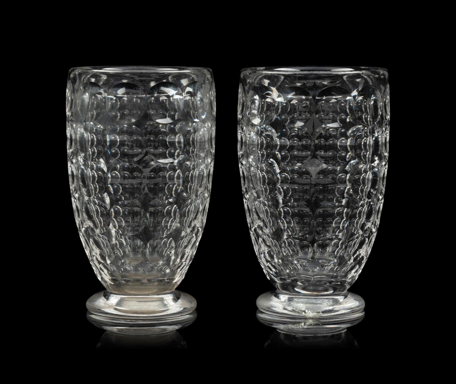 Three Pairs of Molded Glass Vases