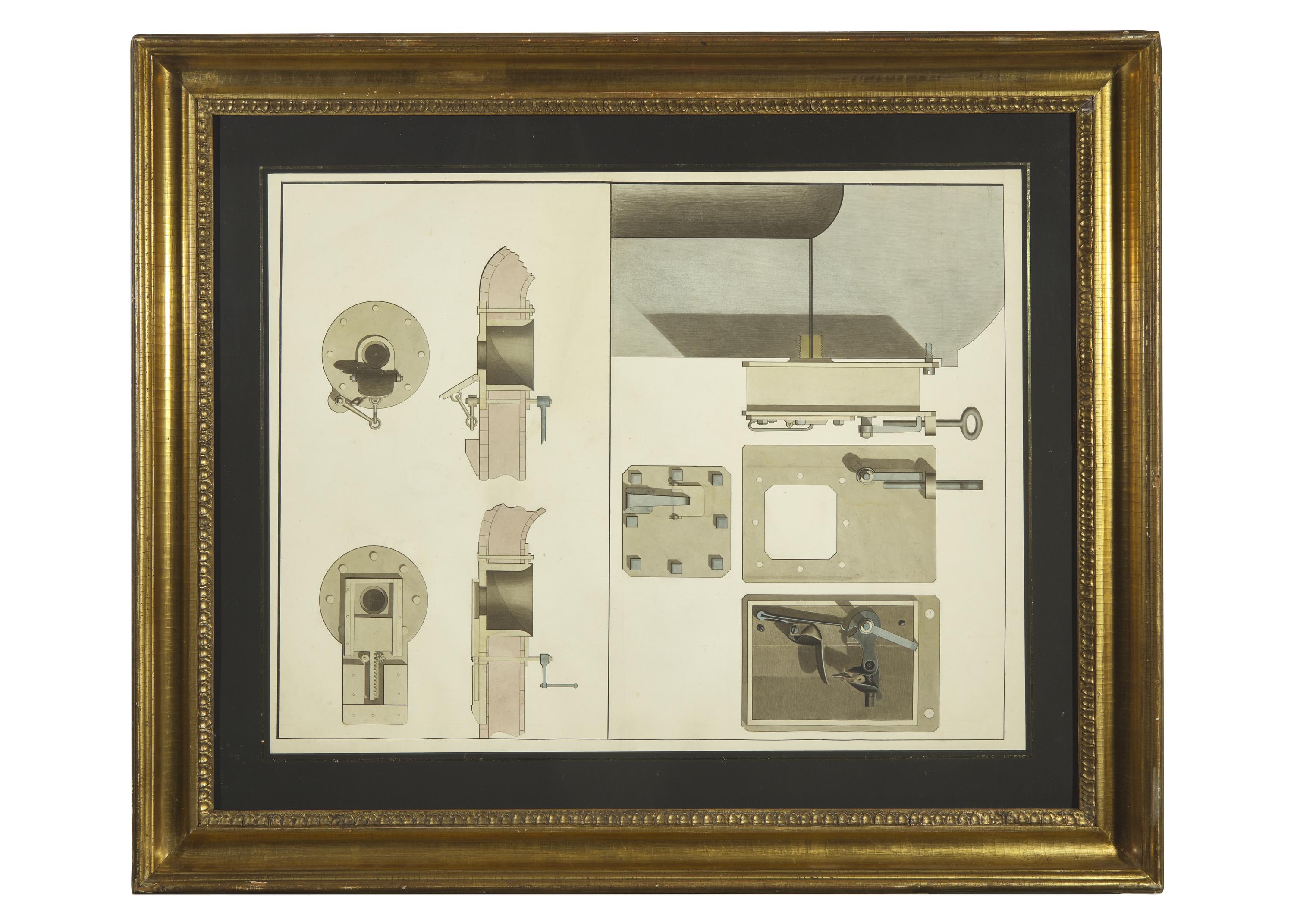 [Americana] Fulton, Robert. Original Drawing of a Detonator and Muzzle for an Underwater Cannon