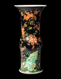 A Chinese Famille-Noire Porcelain Yenyen Vase