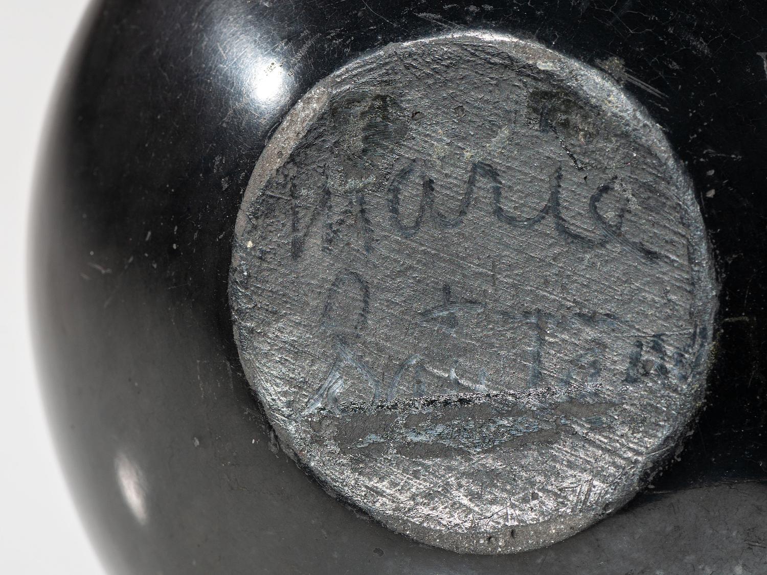 Blackware Pottery Jar, with Repeating Feathers 1943-1956