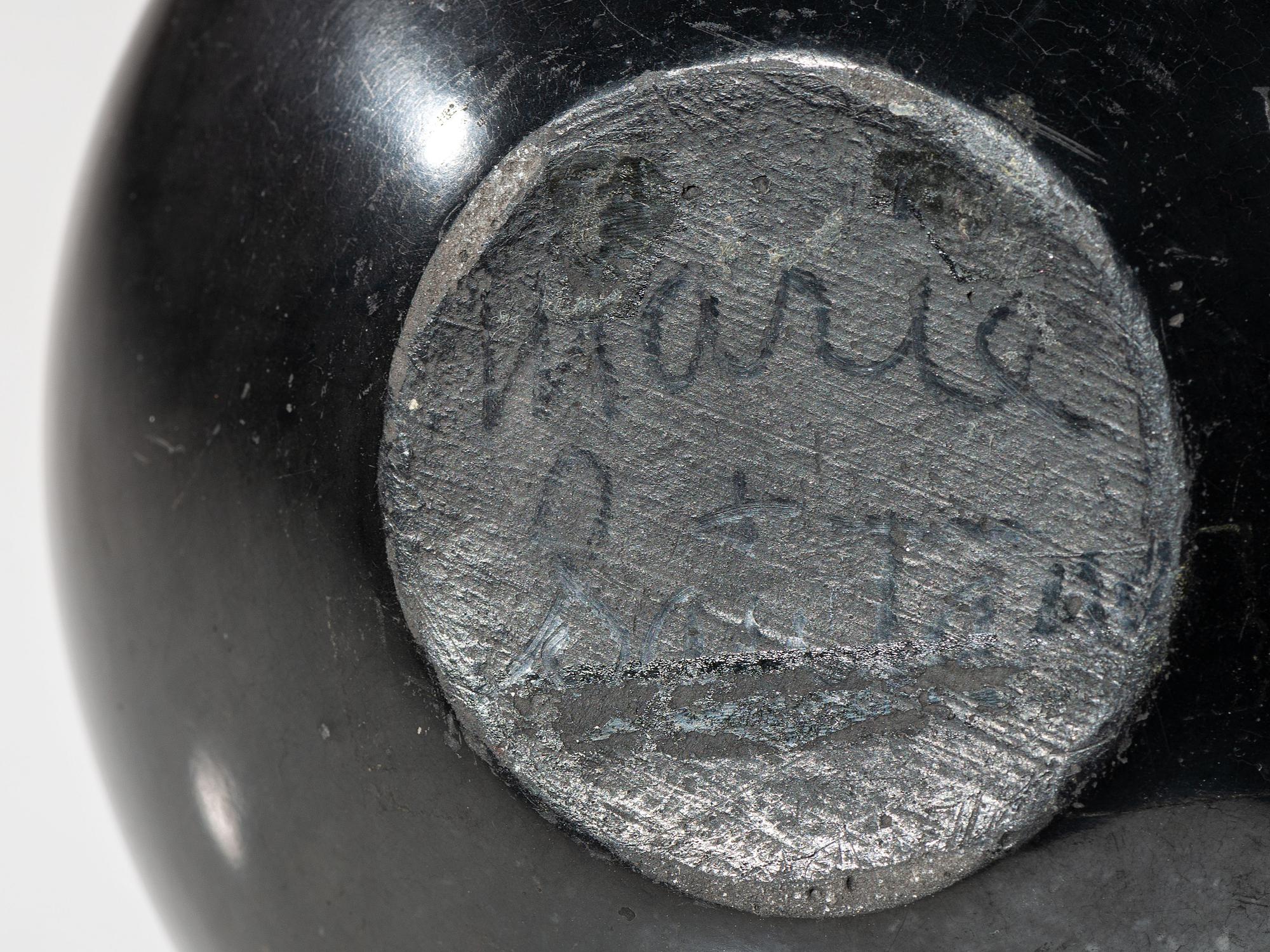 Blackware Pottery Jar, with Repeating Feathers 1943-1956