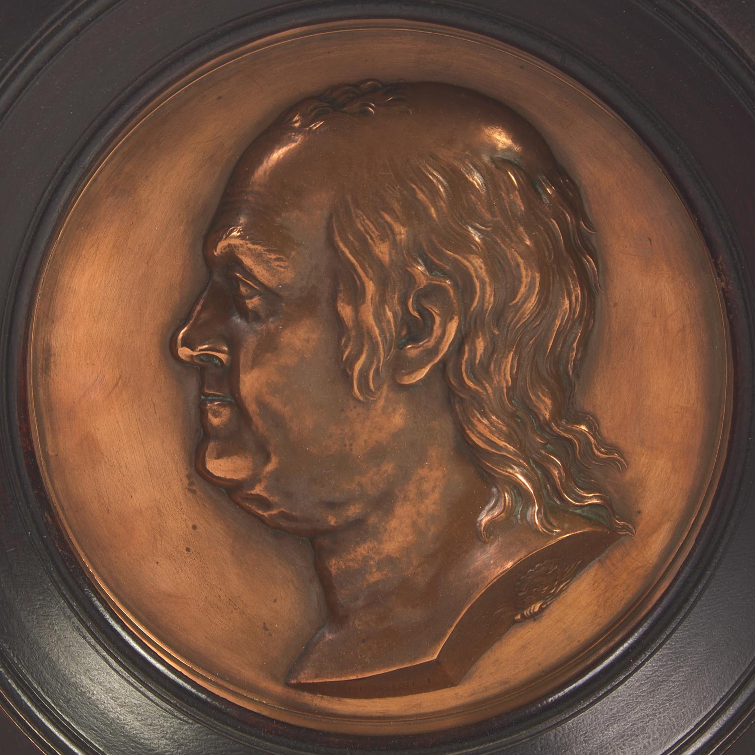After Jean-Baptiste Nini (Italian, 1717-1786), A Profile Portrait Bas-Relief Plaque of Benjamin Franklin