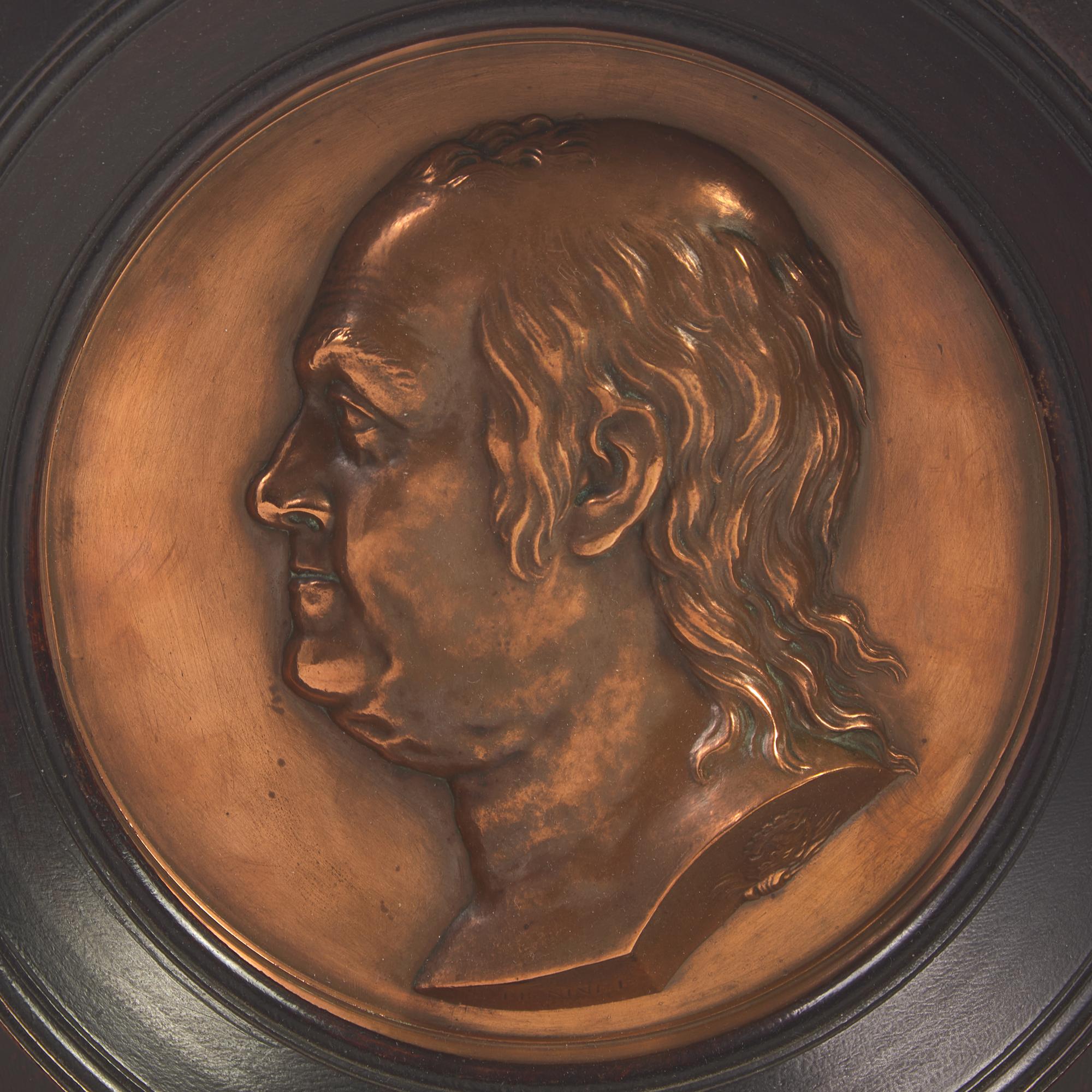 After Jean-Baptiste Nini (Italian, 1717-1786), A Profile Portrait Bas-Relief Plaque of Benjamin Franklin