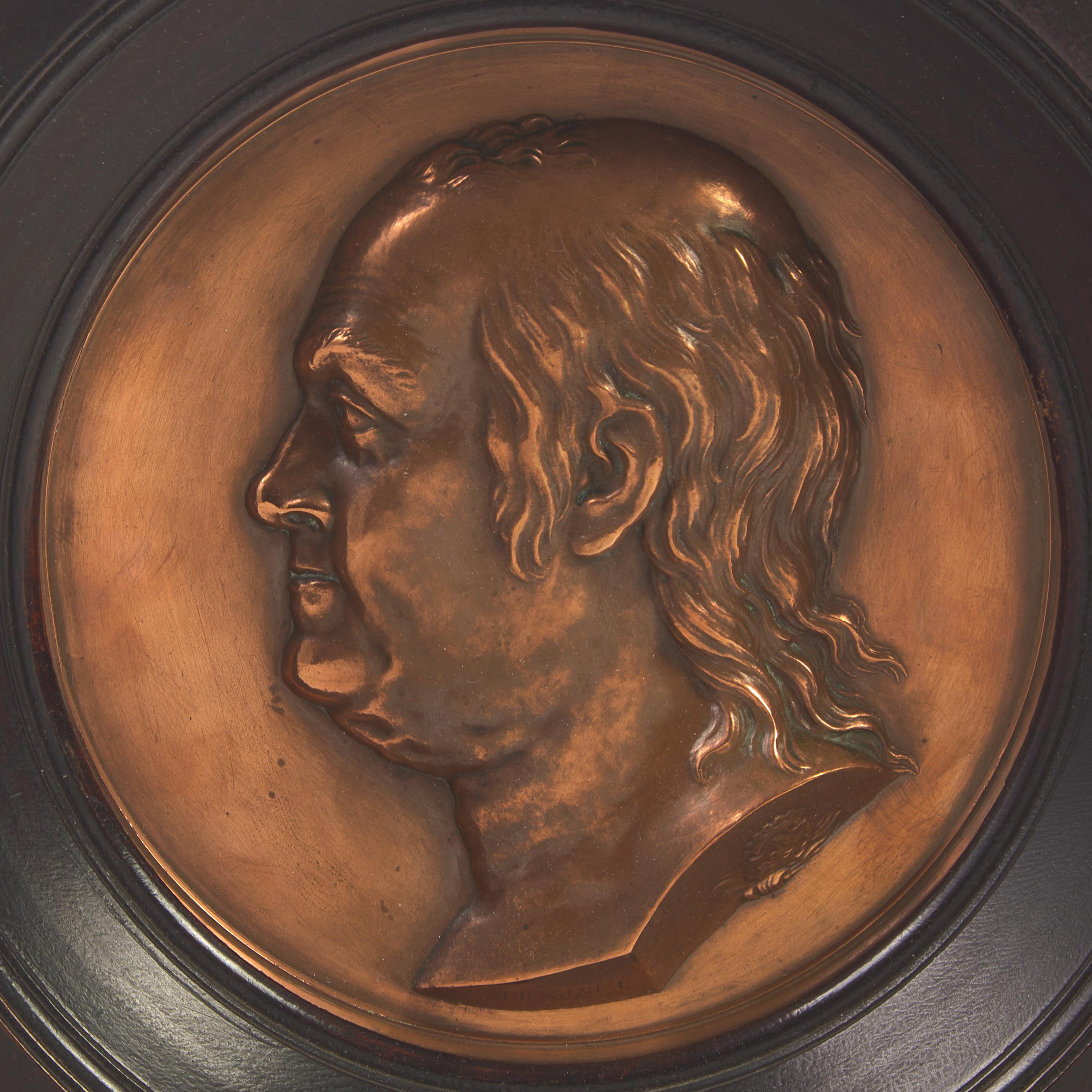 After Jean-Baptiste Nini (Italian, 1717-1786), A Profile Portrait Bas-Relief Plaque of Benjamin Franklin