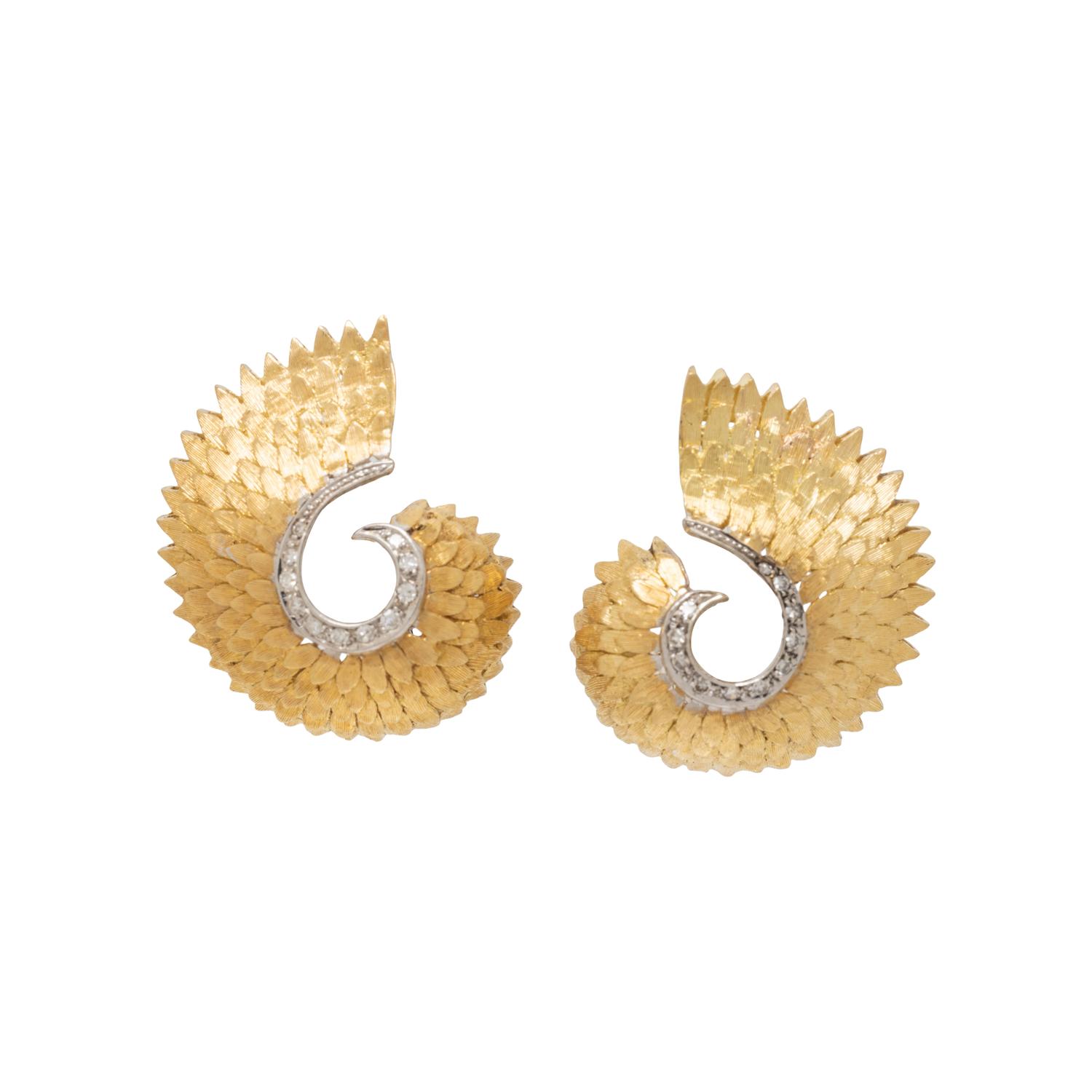 J.E. CALDWELL, GOLD AND DIAMOND EARRINGS