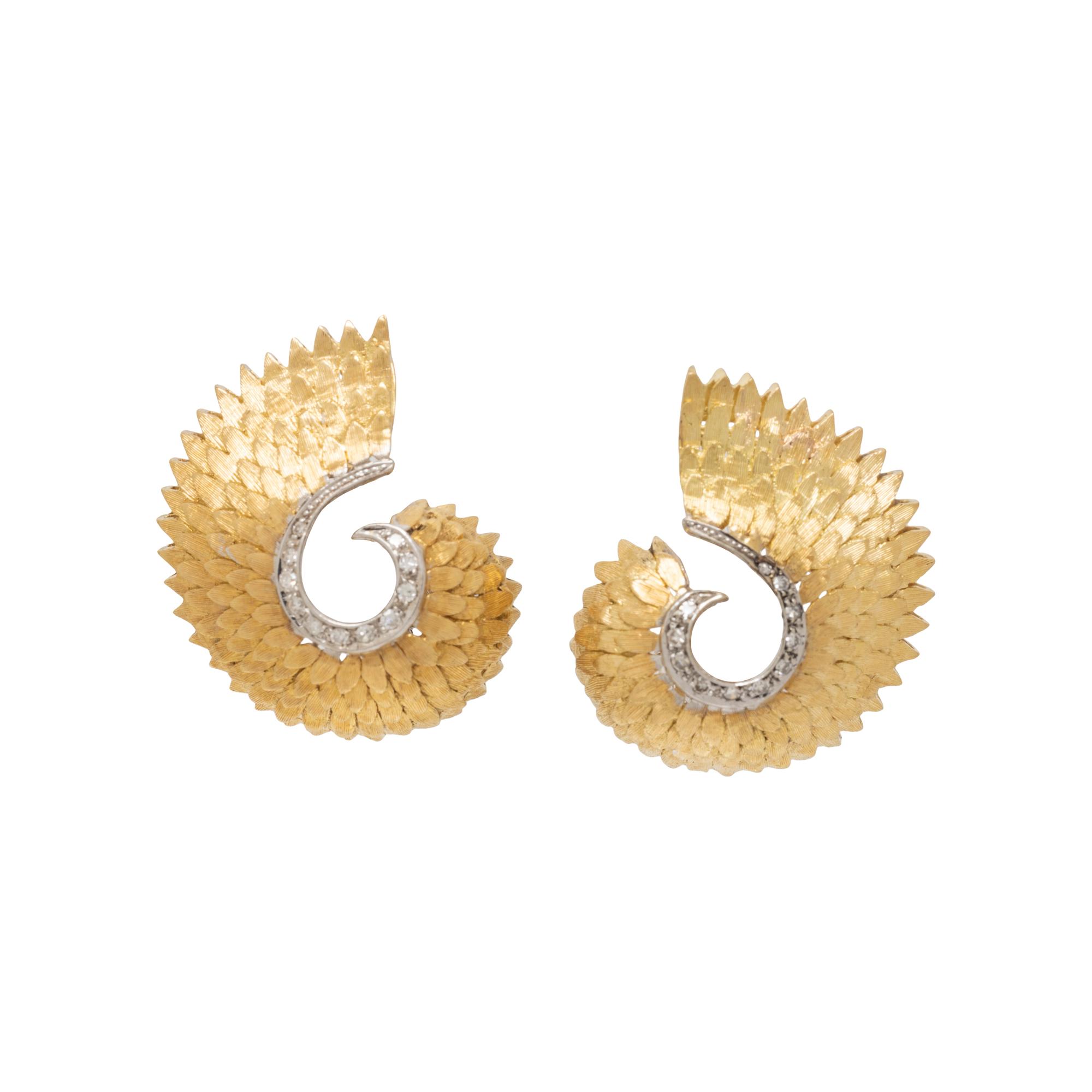 J.E. CALDWELL, GOLD AND DIAMOND EARRINGS