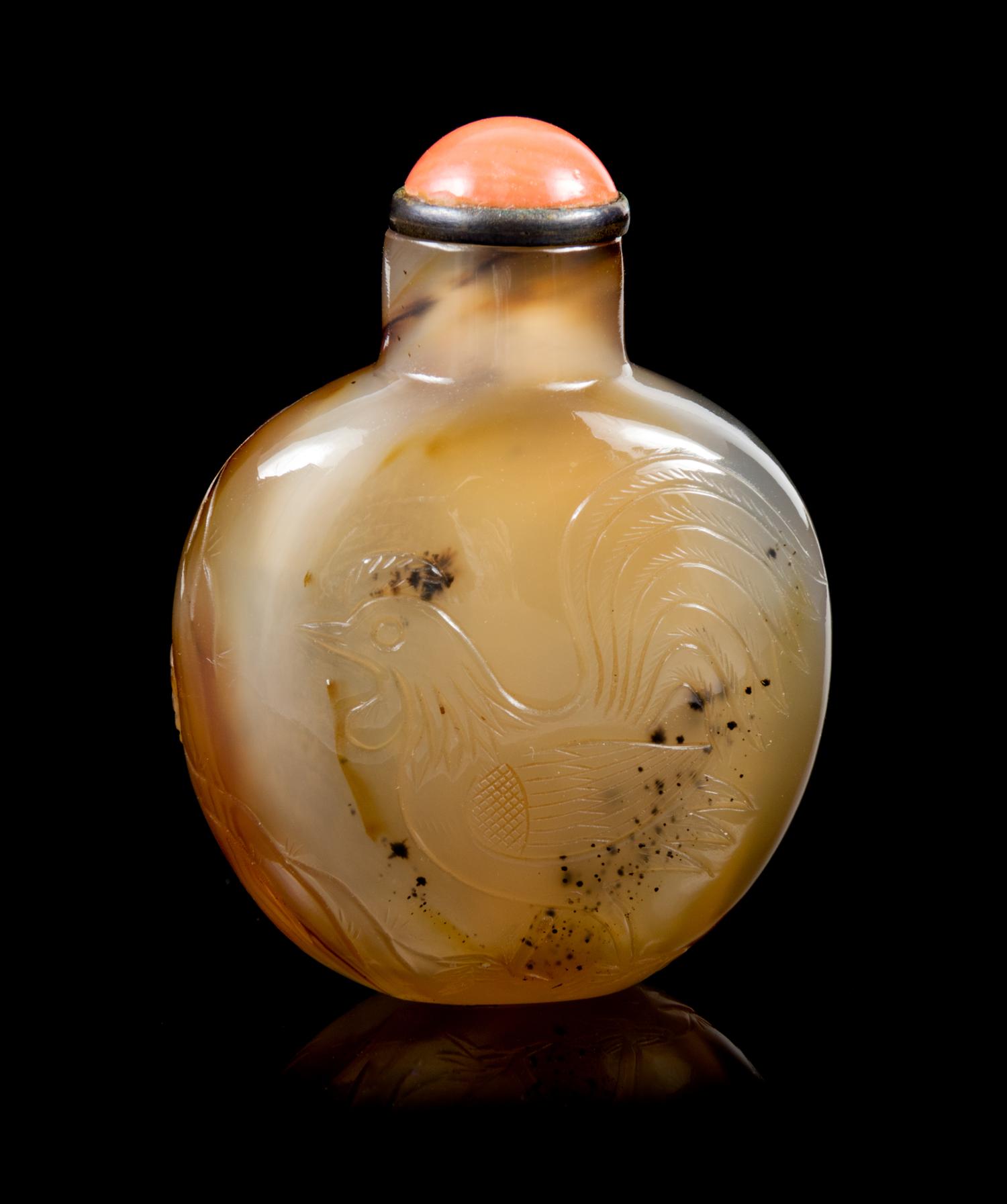 A Carved Cameo Agate Snuff Bottle Height 2 5/16 inches. — OFFICIAL SCHOOL, 1780-1880