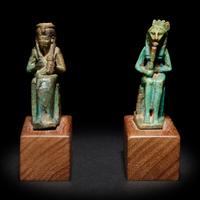 An Egyptian Faience Isis and Horus and an Egyptian Faience Sekhmet