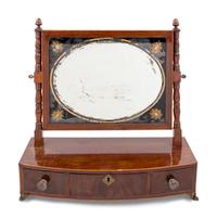 A Classical Mahogany and Églomisé-Inset Dressing Glass