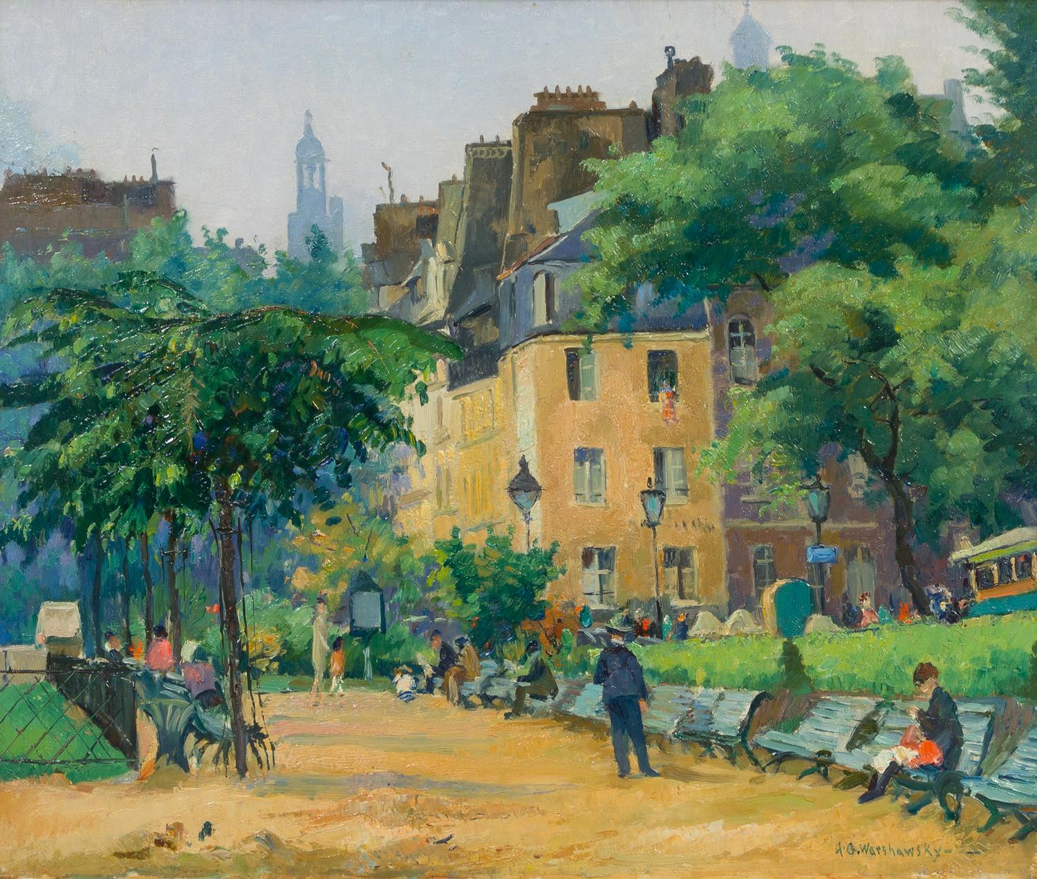 Abel George Warshawsky, (American, 1883-1962), Park in Paris
