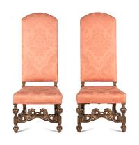 A Pair of William and Mary Style Silvered Side Chairs