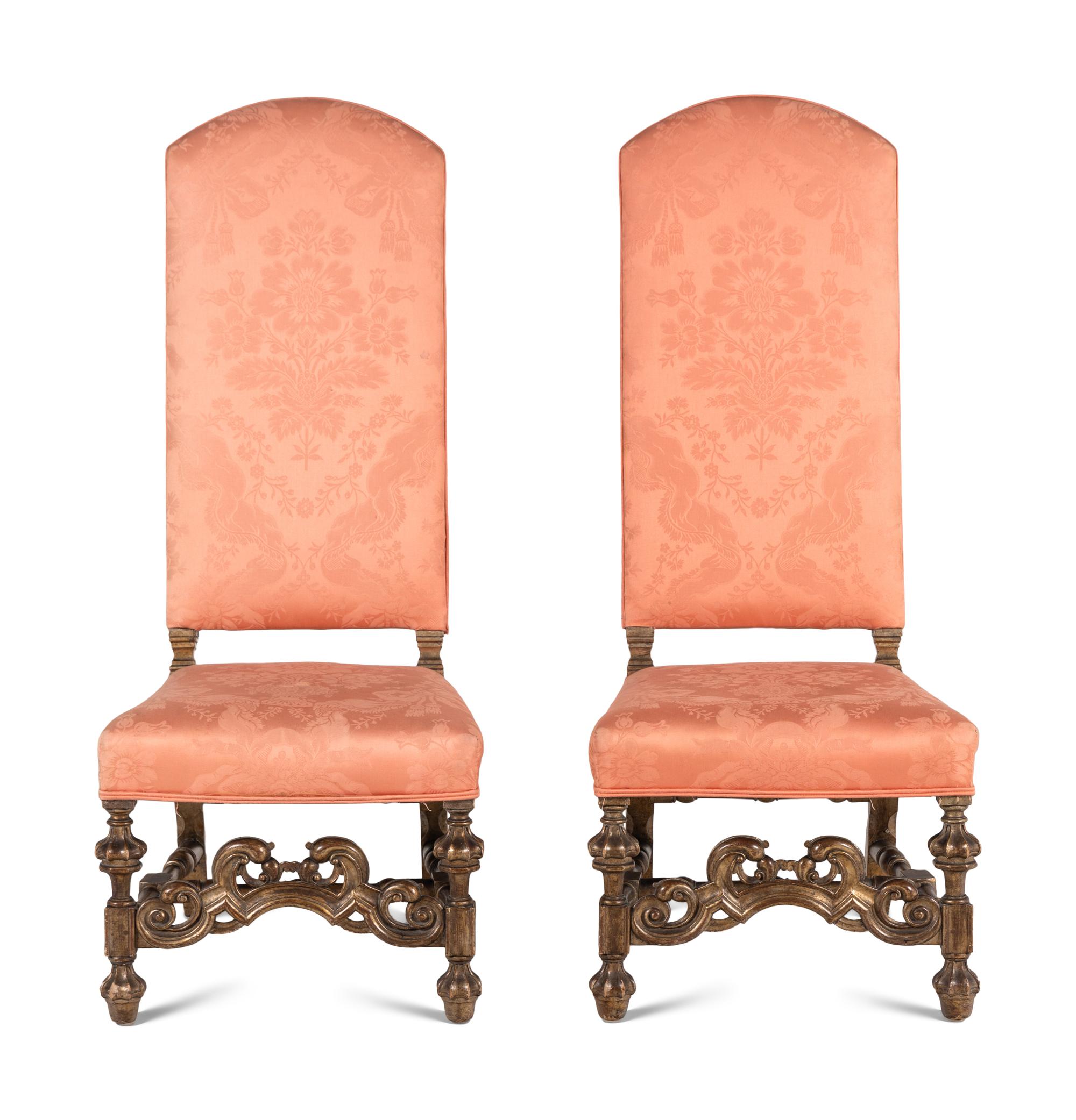 A Pair of William and Mary Style Silvered Side Chairs
