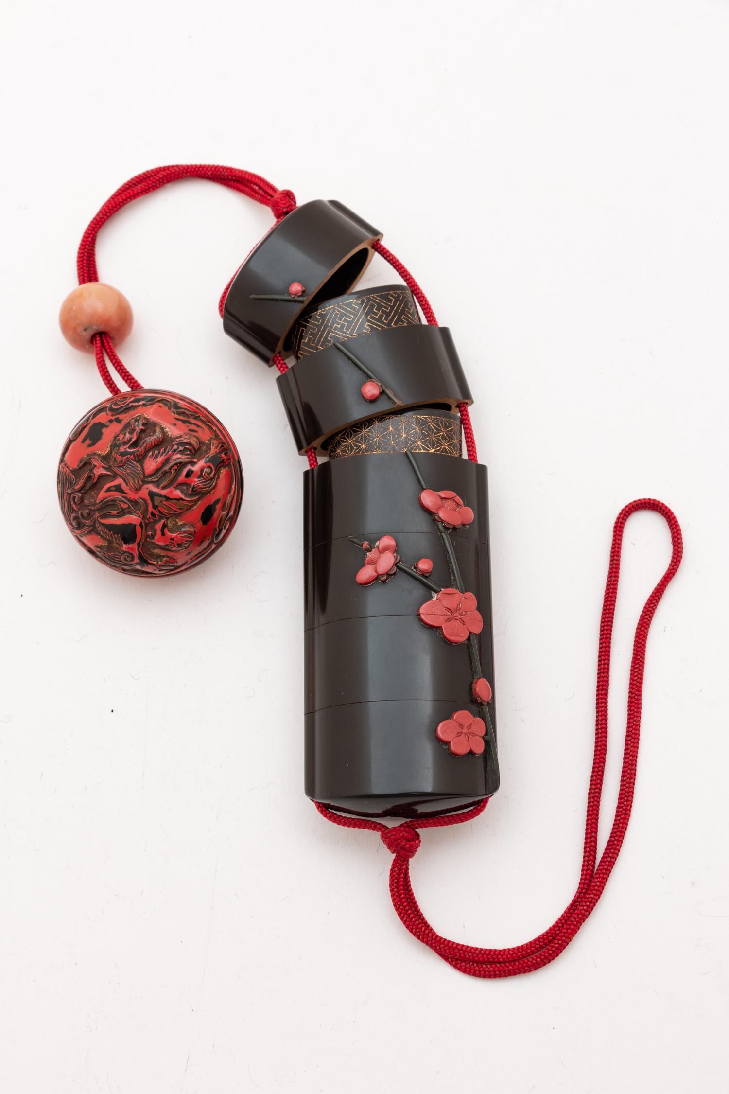A Red and Black Lacquer Five-Case Inro