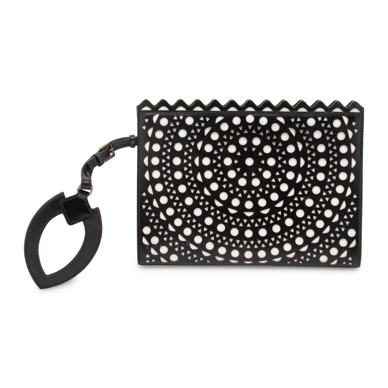 ALAÏA, LASER-CUT LEATHER CLUTCH