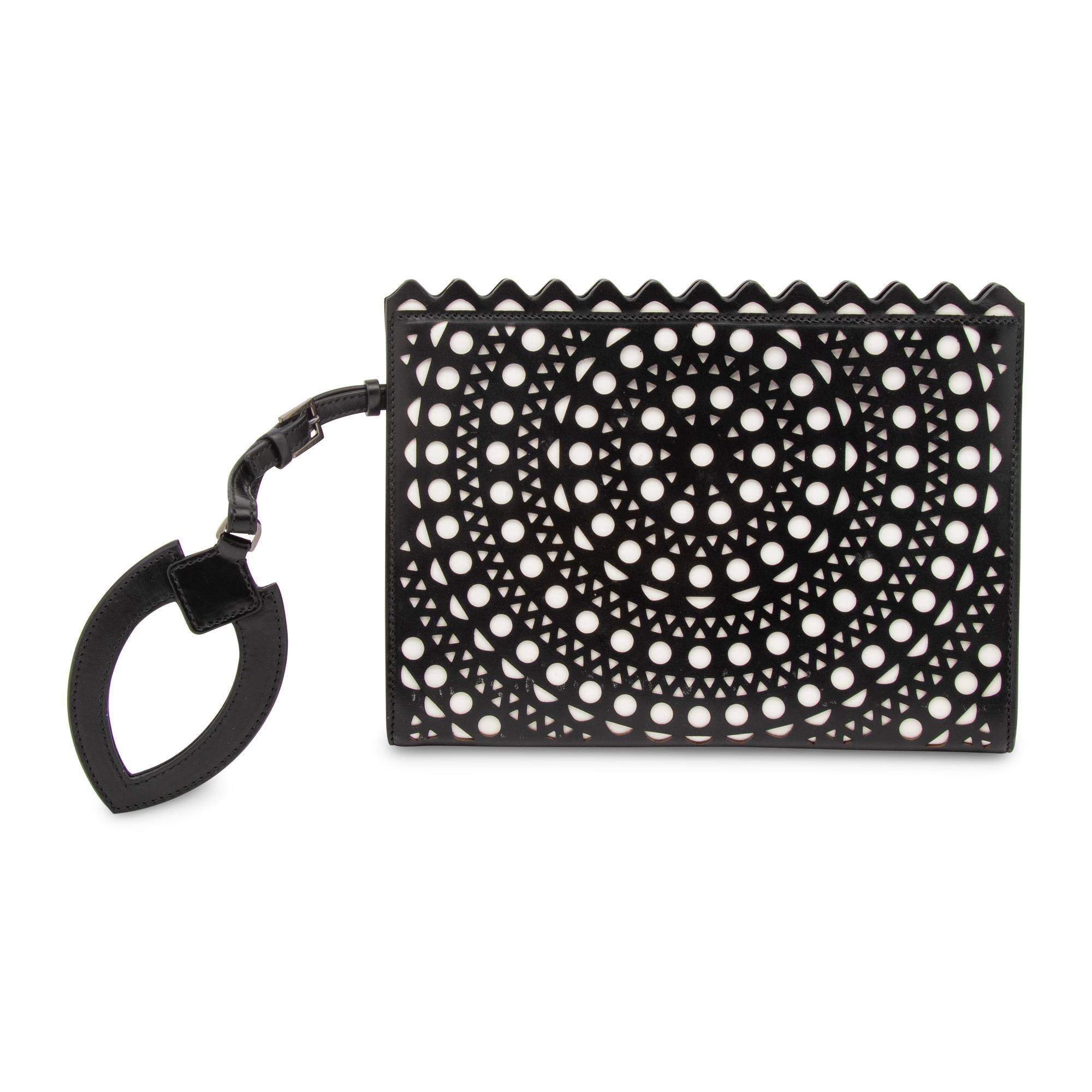 ALAÏA, LASER-CUT LEATHER CLUTCH