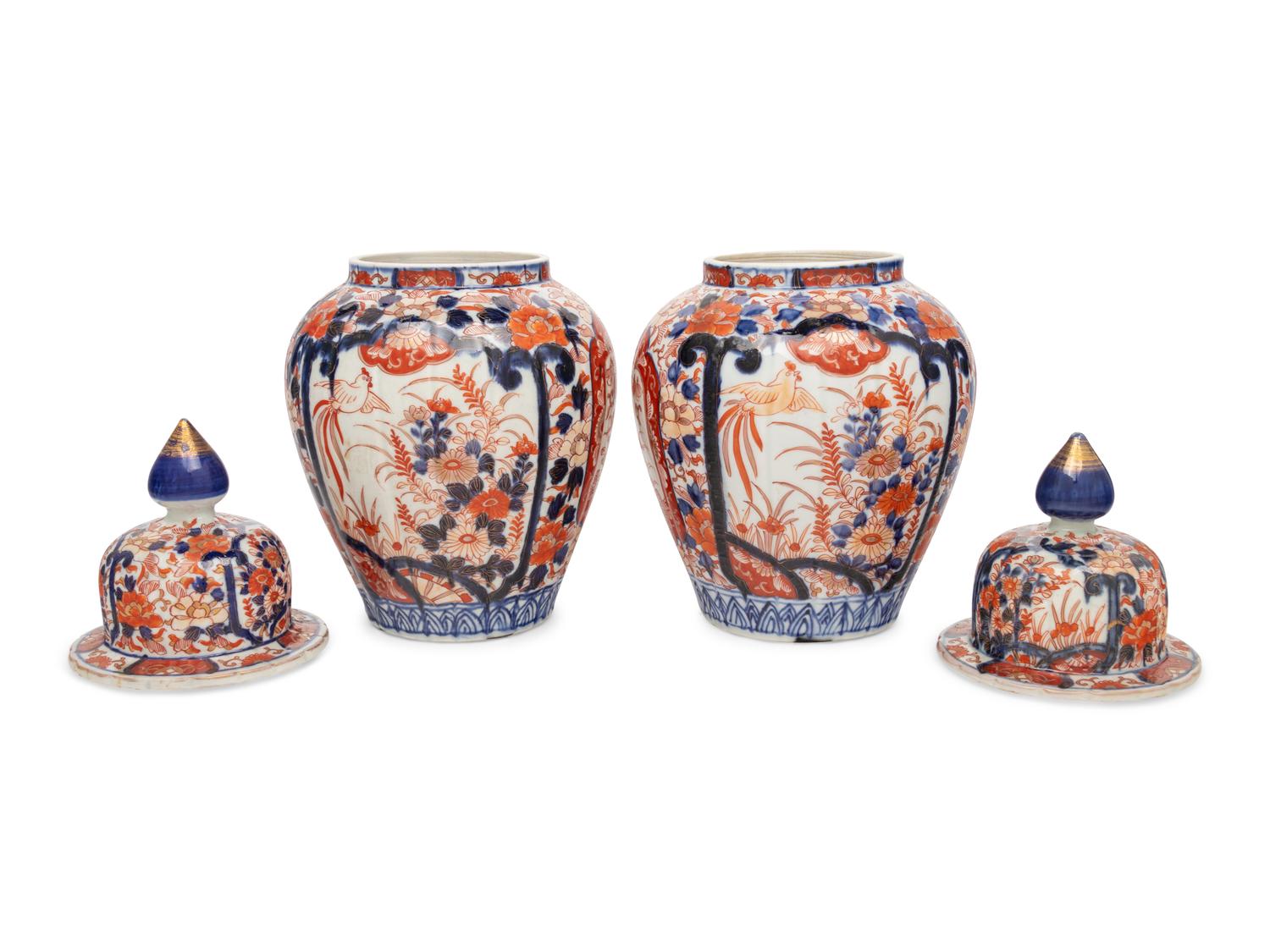A Pair of Imari Palette Porcelain Jars