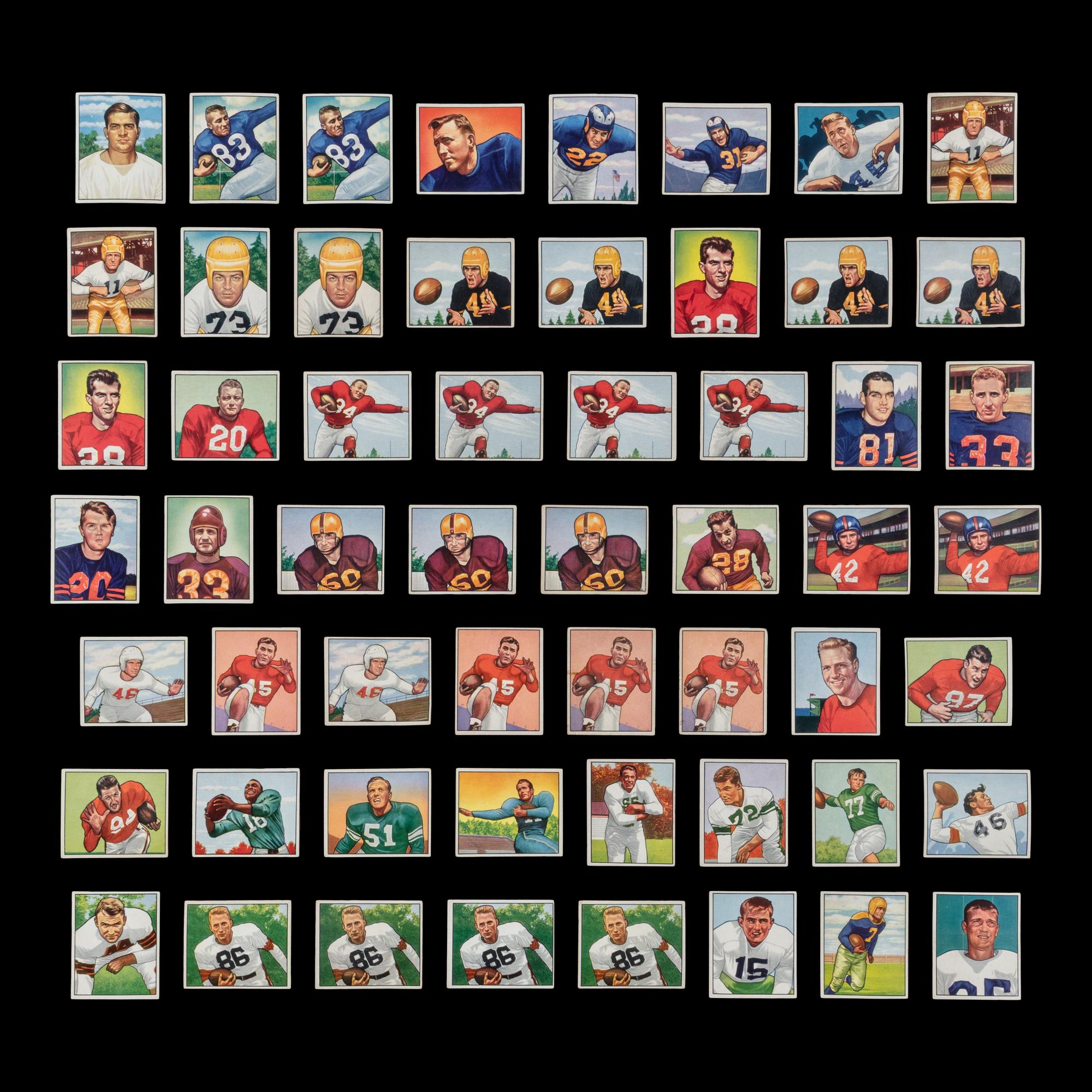 A Collection of 1950 Bowman Football Cards Including Multiple Hall of Famers and Rookies (210)