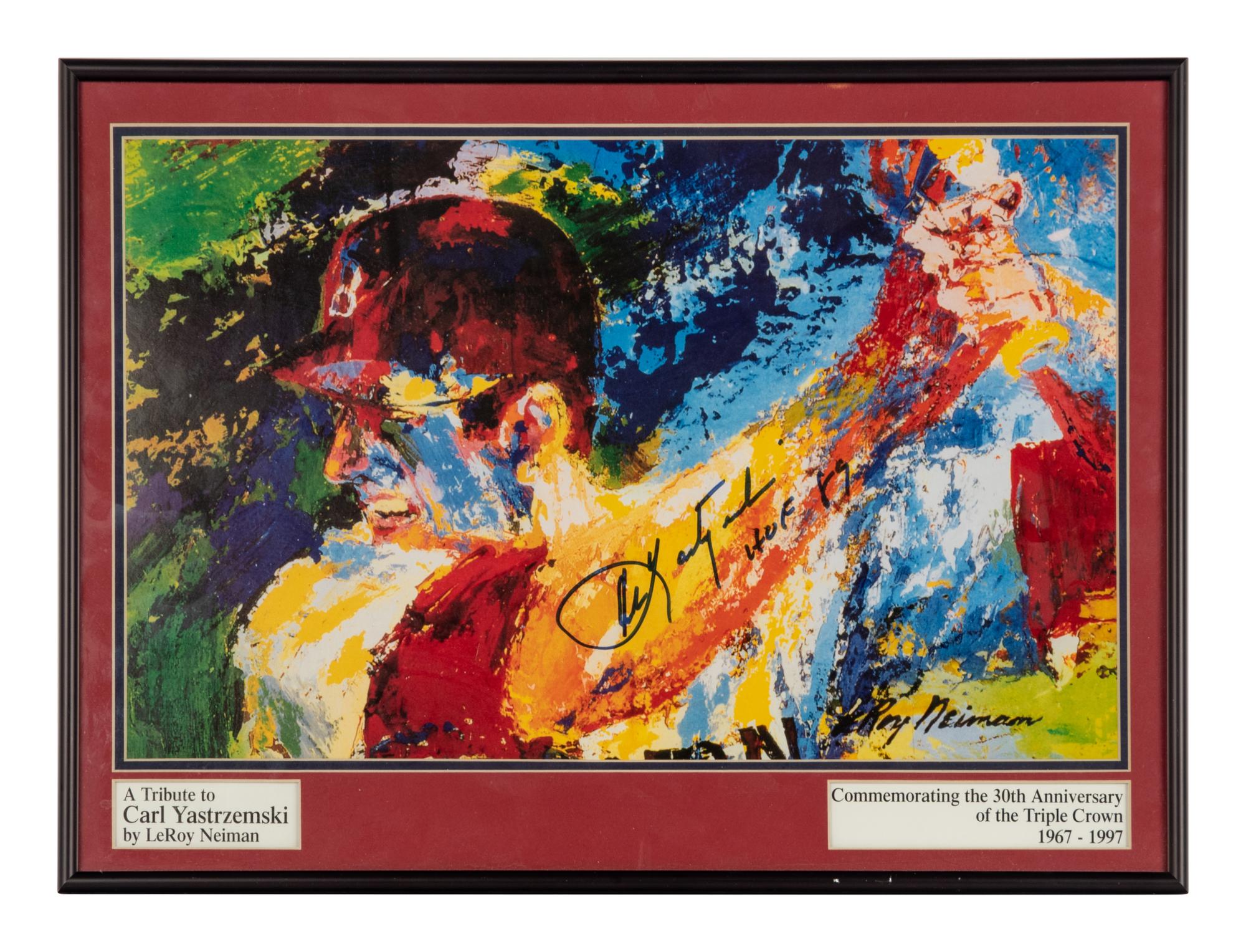 A Group of Five Works of Baseball Art Including Carl Yastrzemski Signed Autograph,