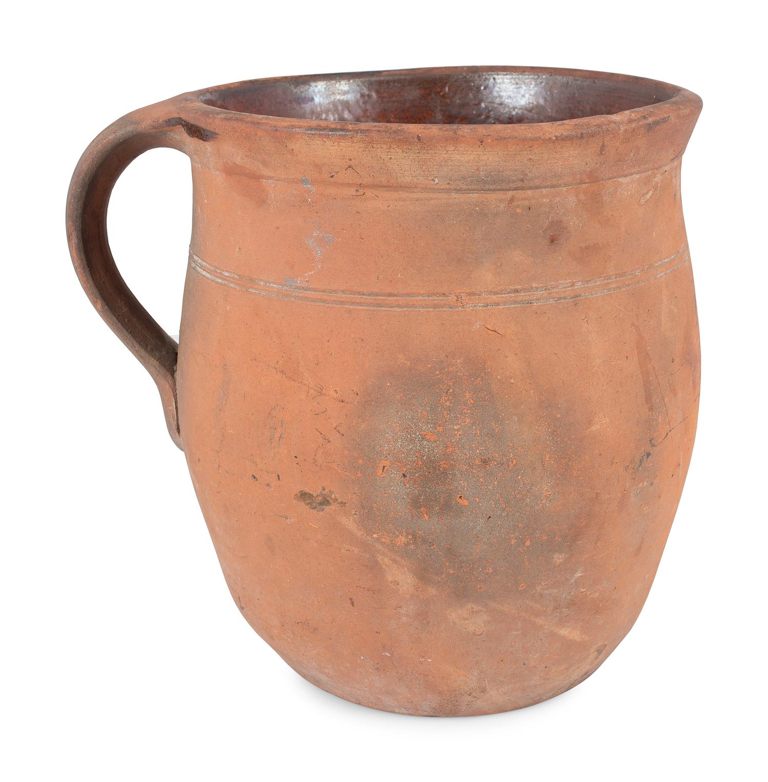 Four Redware Jars with Interior Glaze