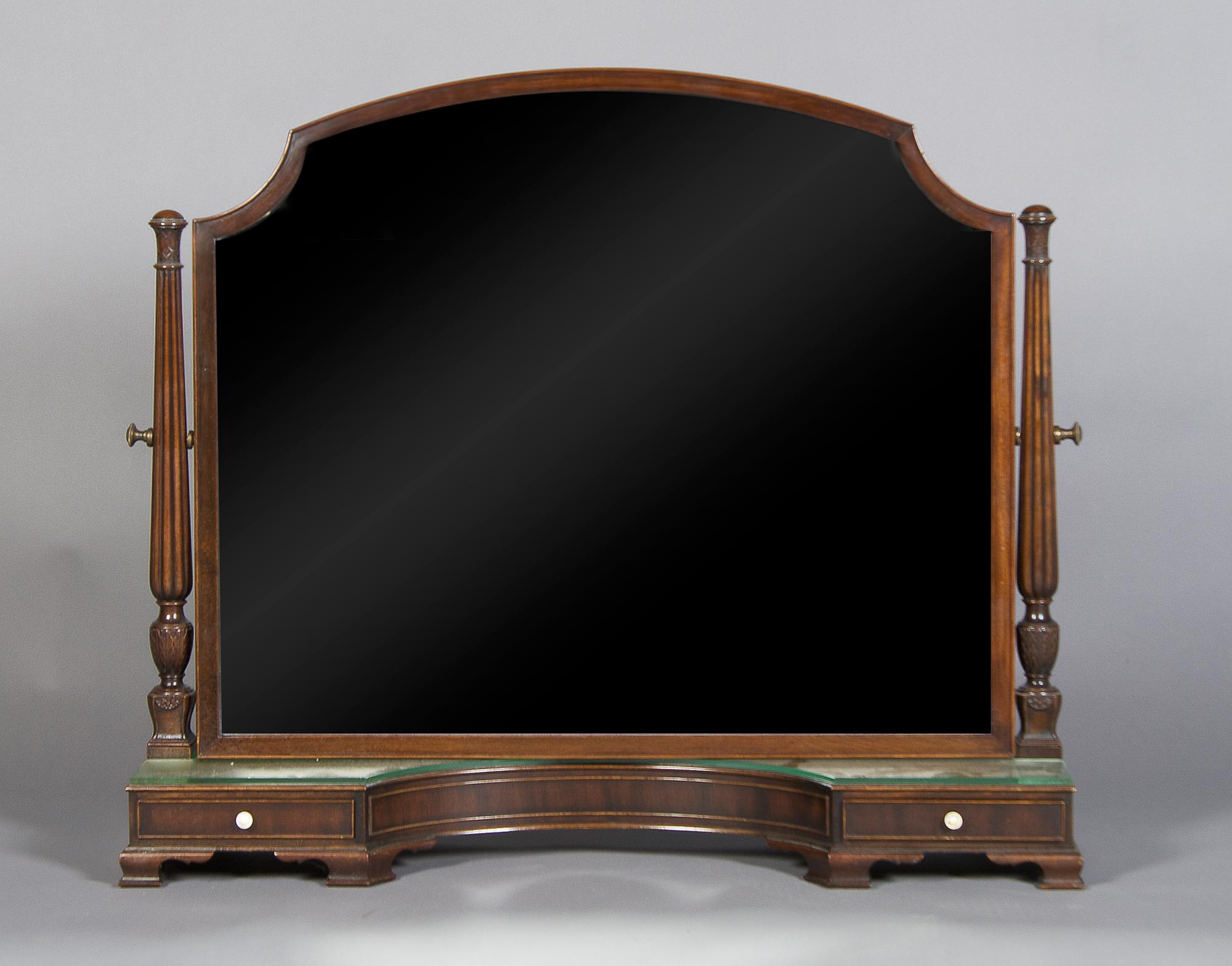 An American Mahogany Dressing Mirror, Hayden, Height 29 3/4 inches.