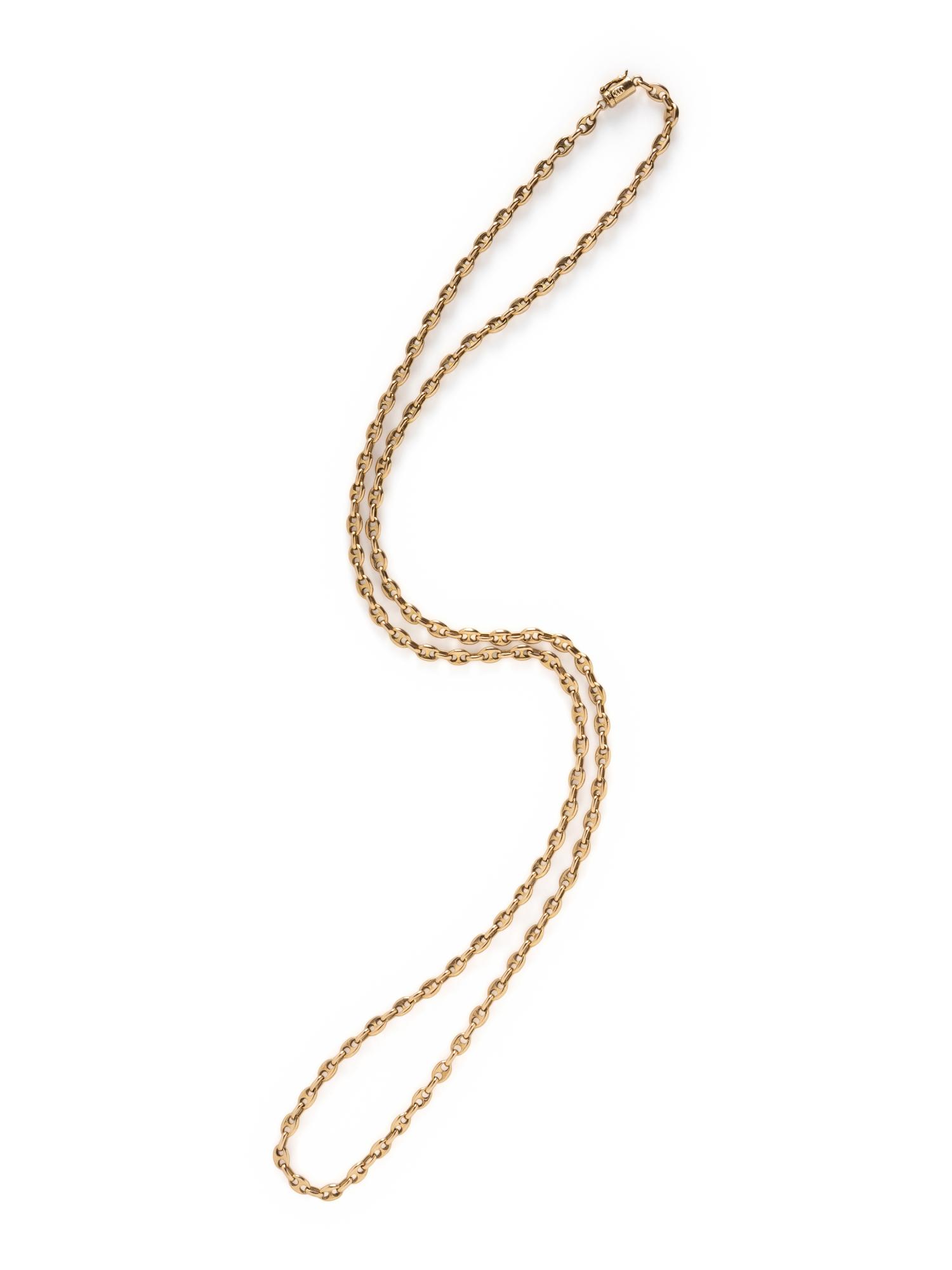 YELLOW GOLD FANCY MARINER LINK LONG CHAIN NECKLACE