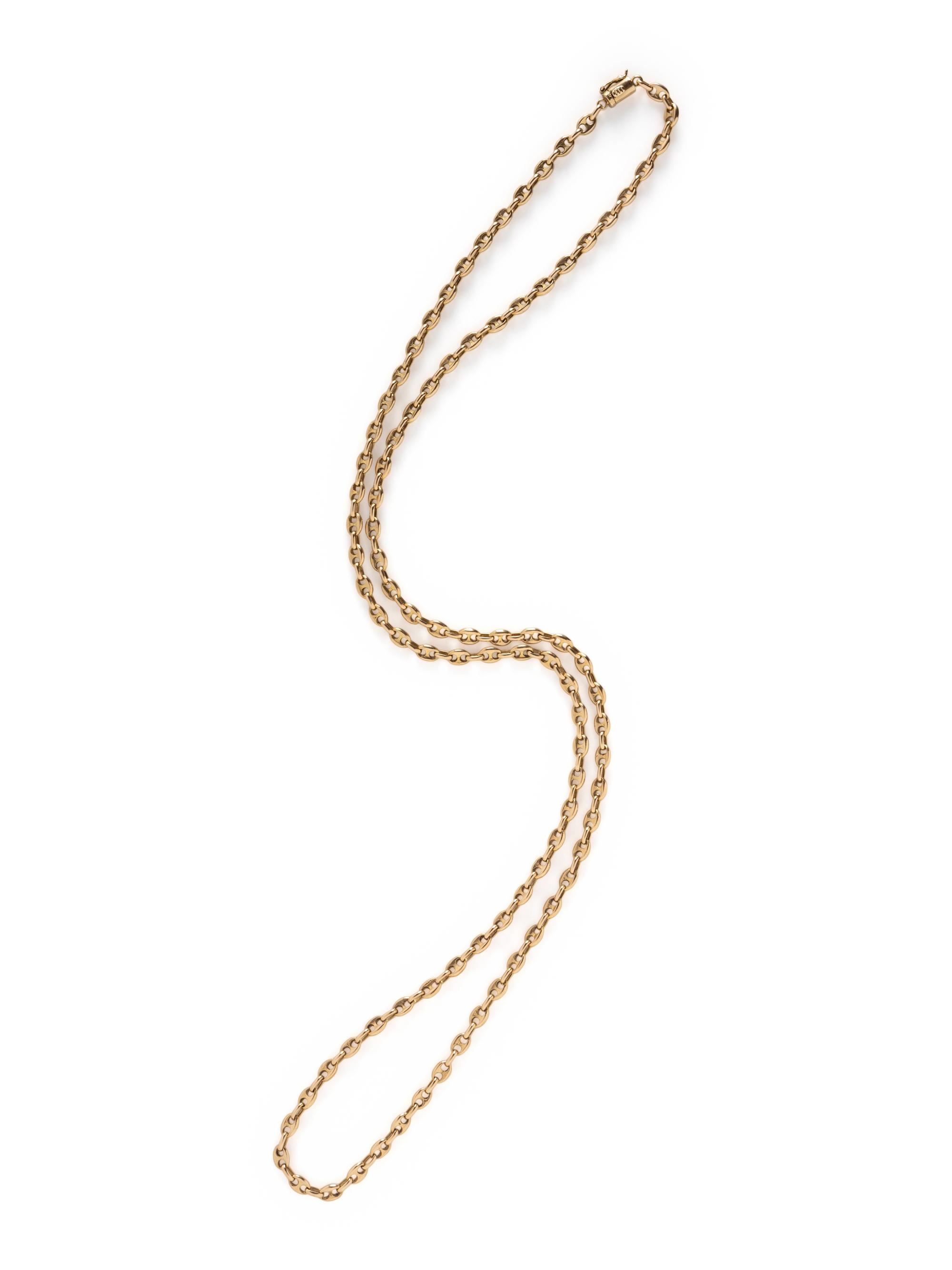 YELLOW GOLD FANCY MARINER LINK LONG CHAIN NECKLACE