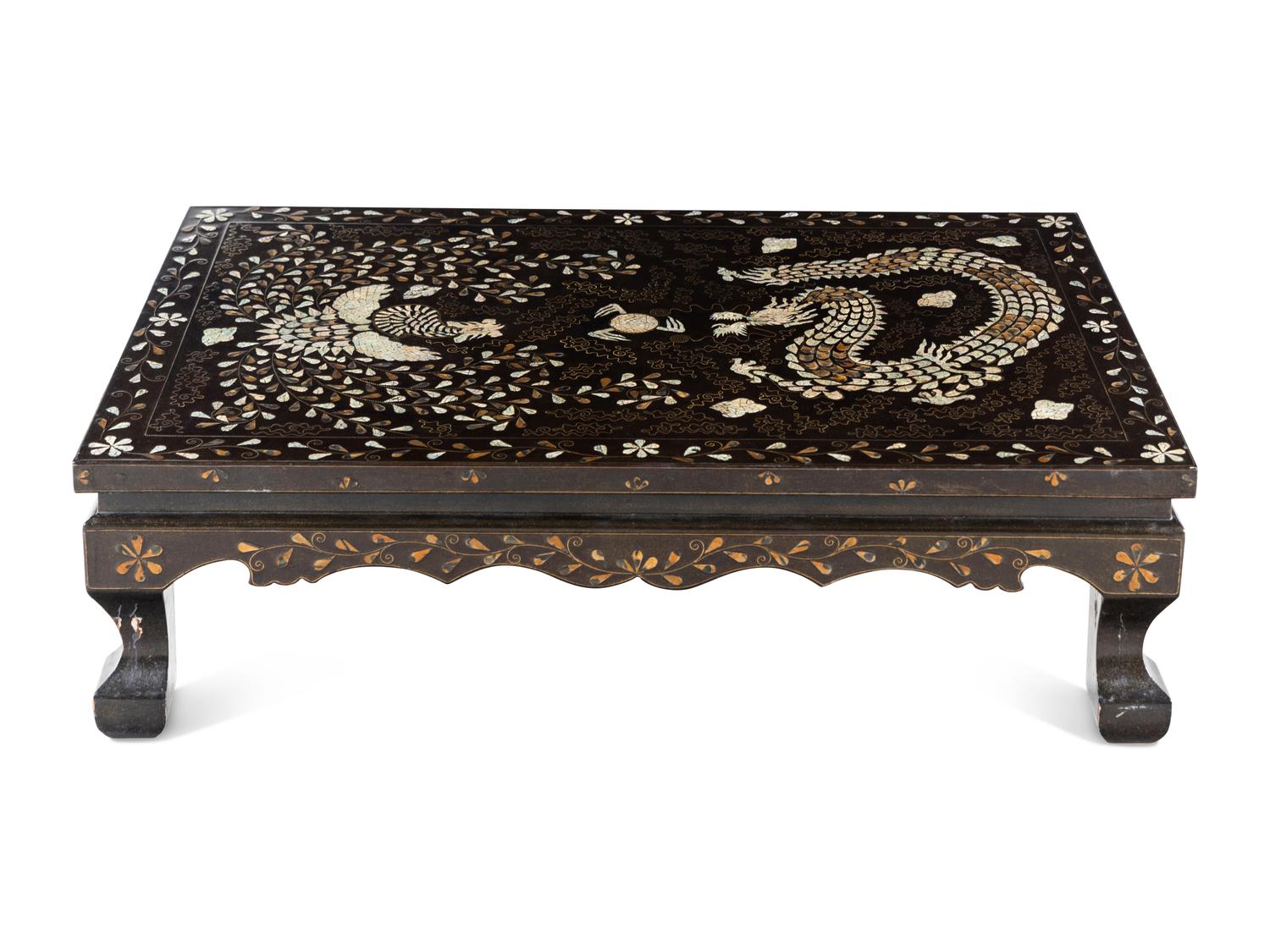A Korean Mother-of-Pearl and Shagreen Lacquered Coffee Table