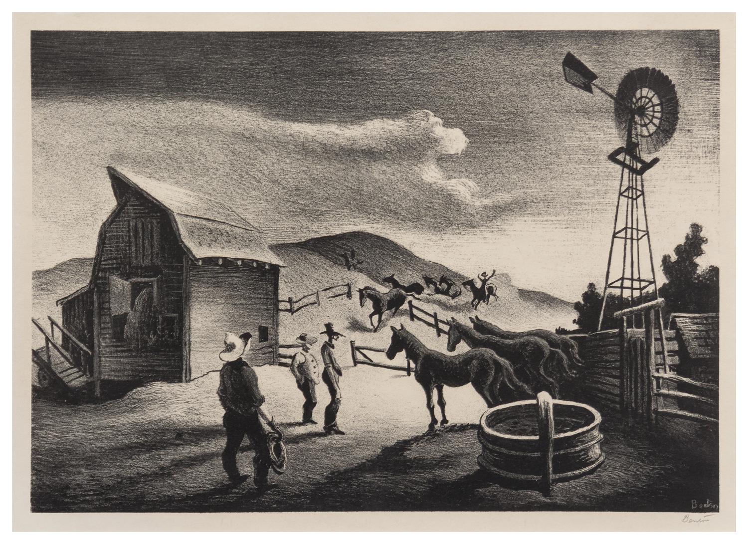 Thomas Hart Benton, (American, 1889–1975), The Corral, 1948